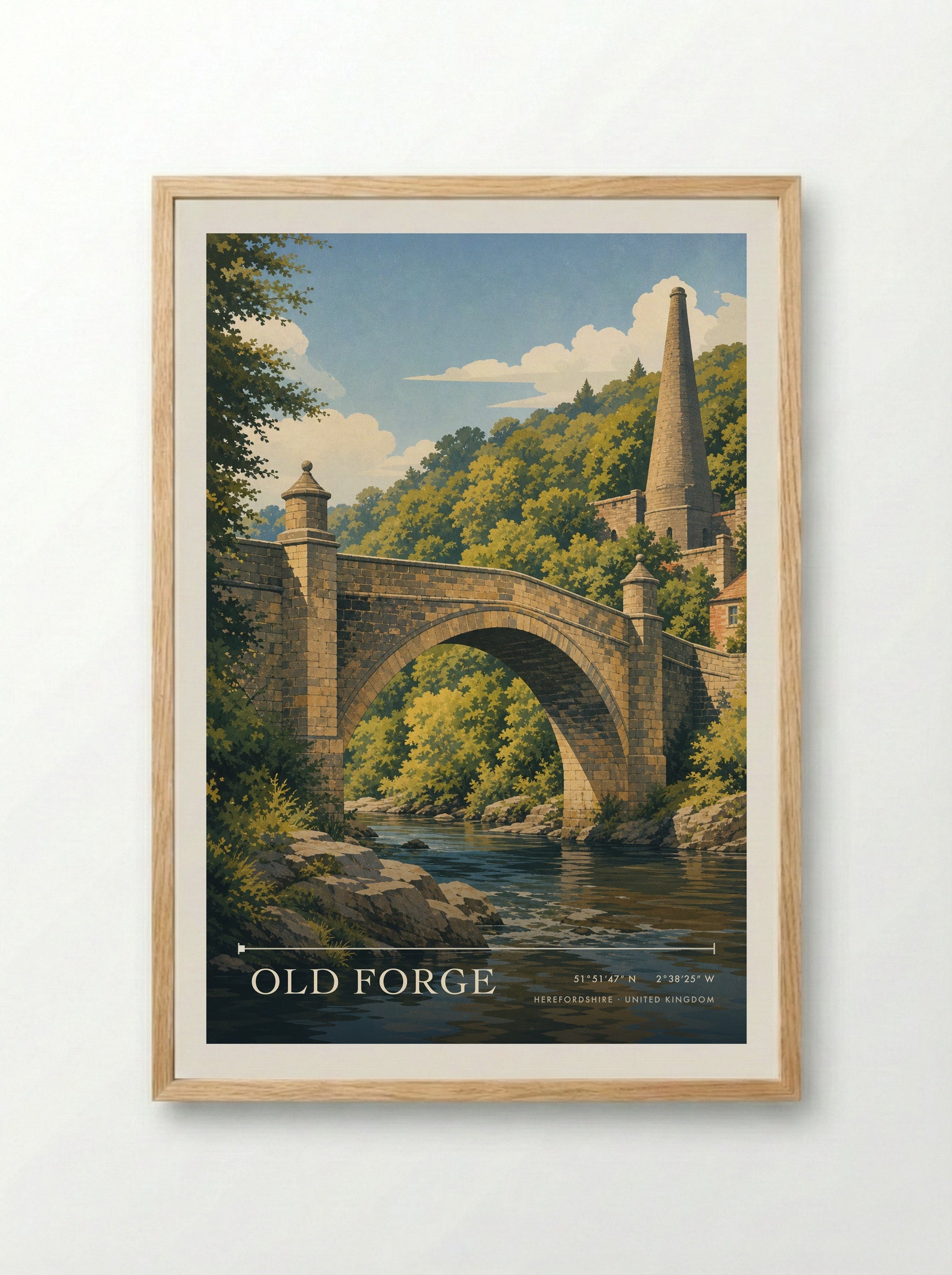 Old Forge Herefordshire United Kingdom Travel Poster - Framed Print Wood