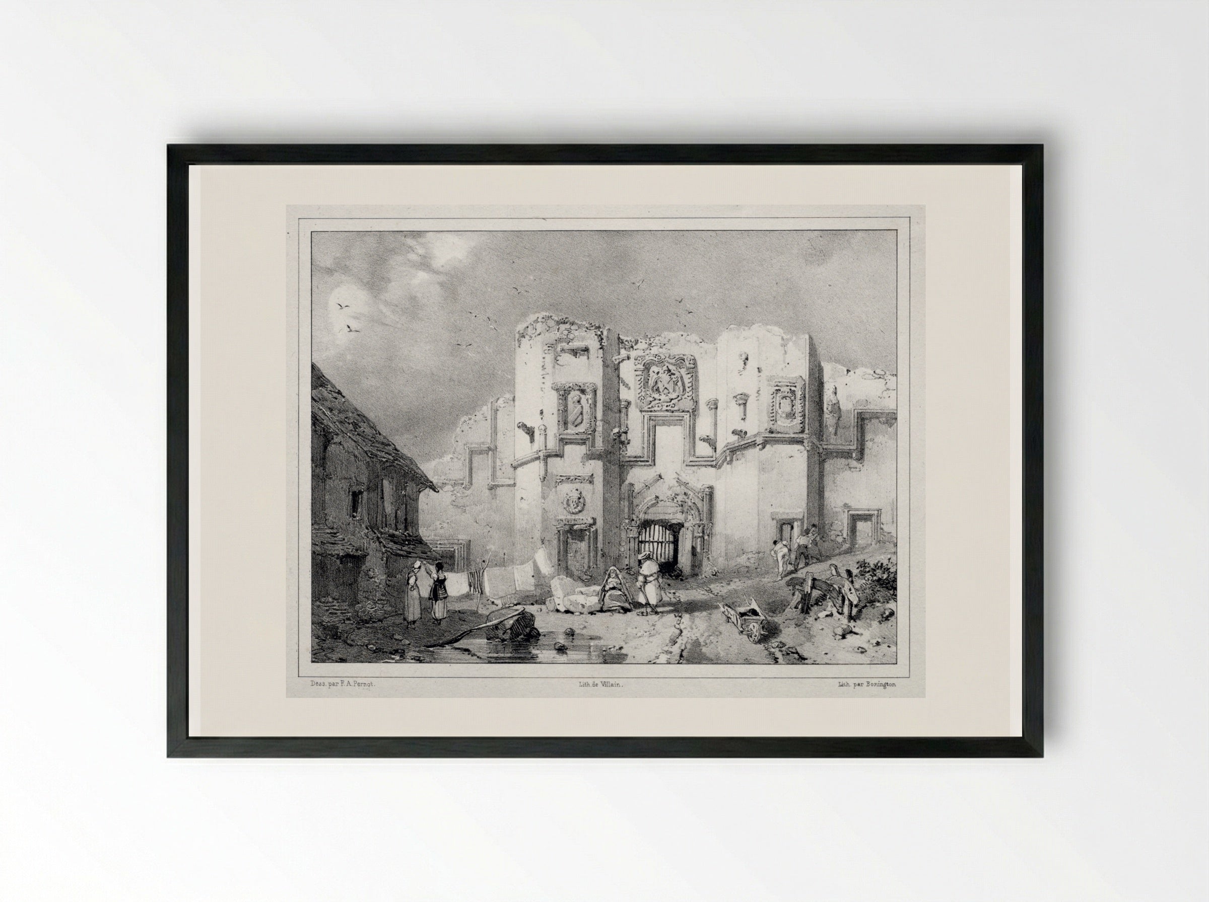 Old Gateway at Stirling - Richard Parkes Bonington - Framed Print Black