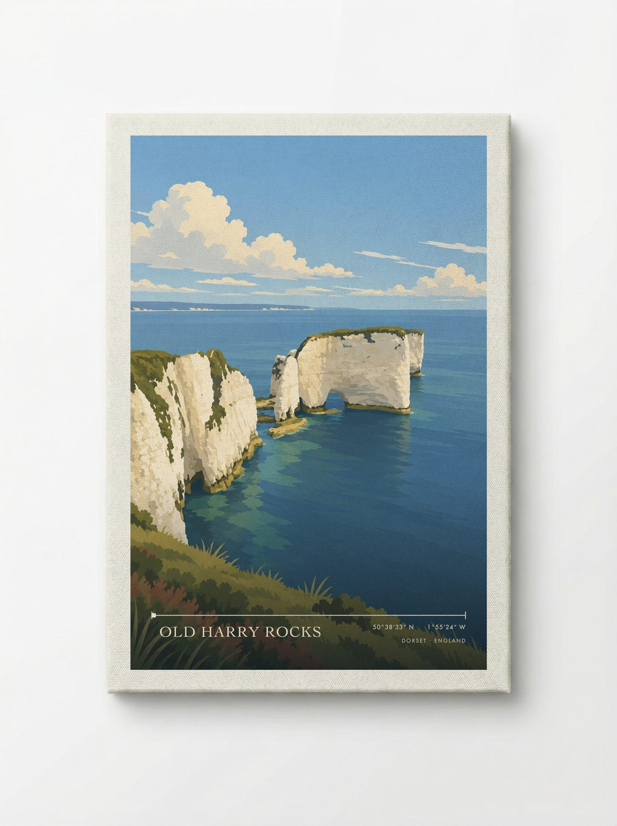 Old Harry Rocks, Dorset | Travel Poster - Canvas