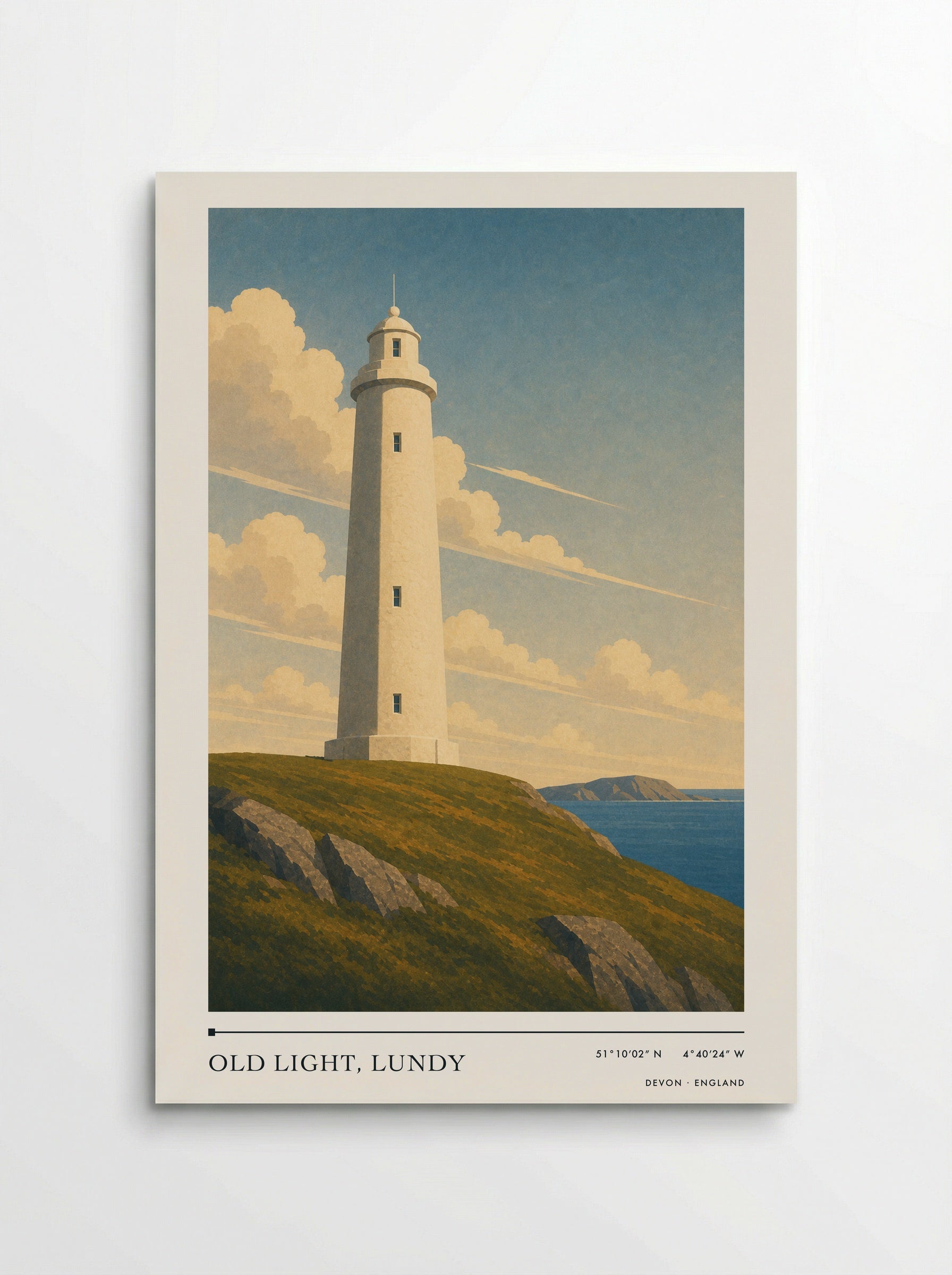 Old Light, Lundy Devon England Travel Poster - Poster
