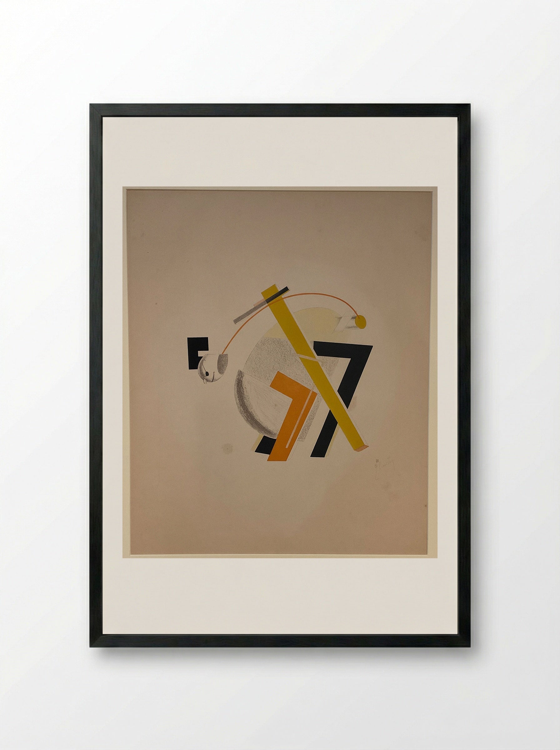 Old Man, Head Two Paces Back - El Lissitzky - Framed Print Black