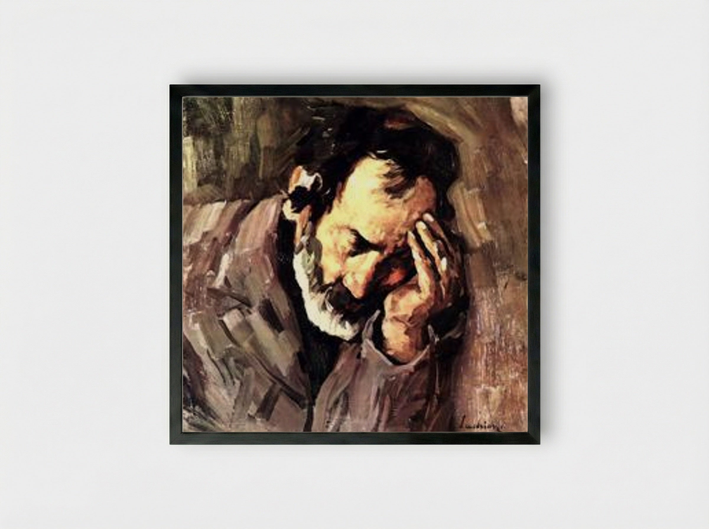 Old Man Nicolae the Fiddler - Stefan Luchian - Framed Print Black