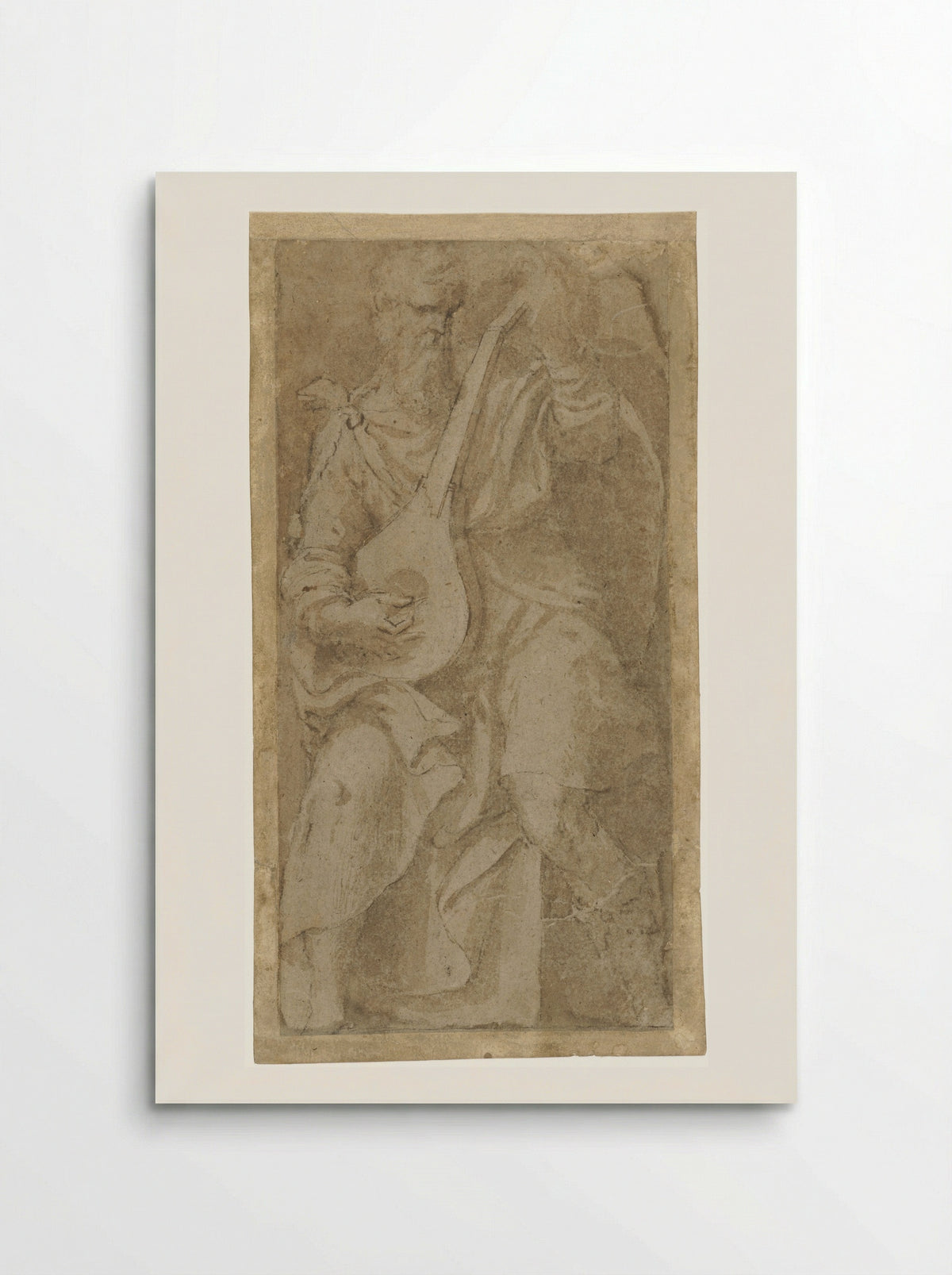 Old Man Playing a Lute - Girolamo Mazzola Bedoli - Poster