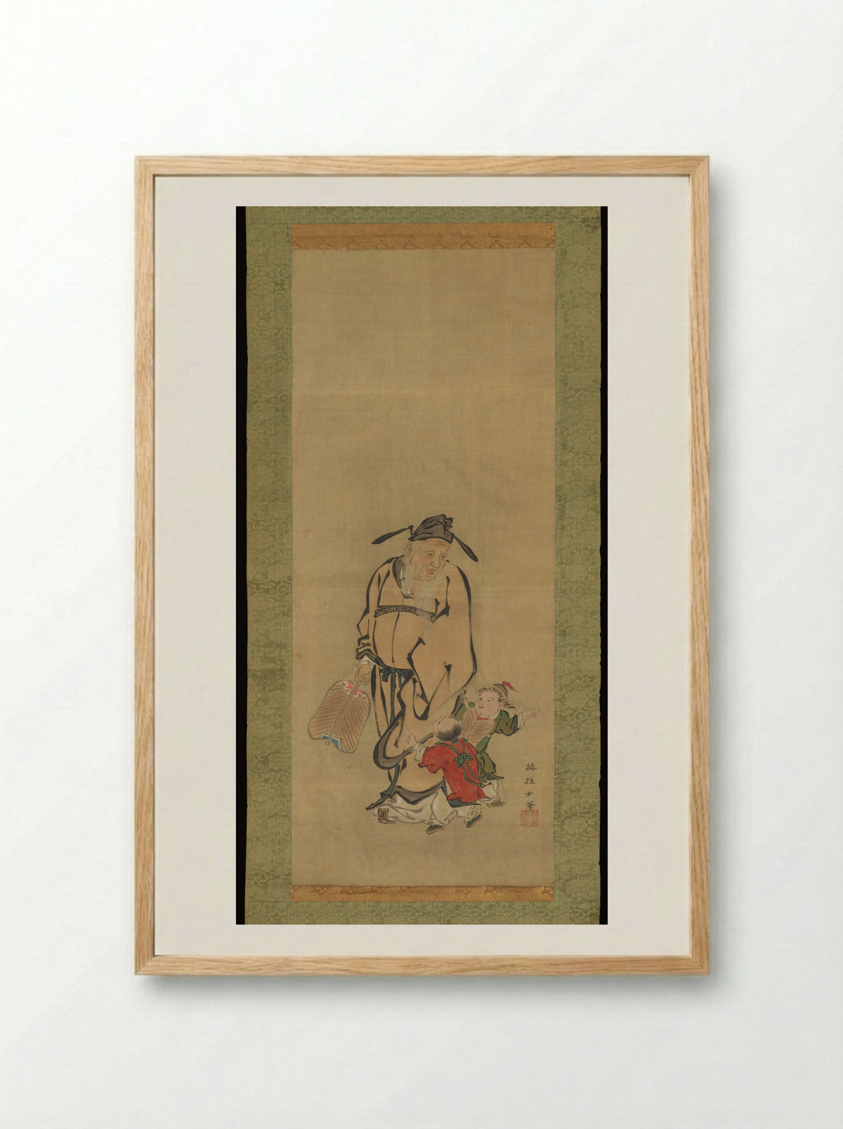 Old Man and Children - Meizhi - Framed Print Wood