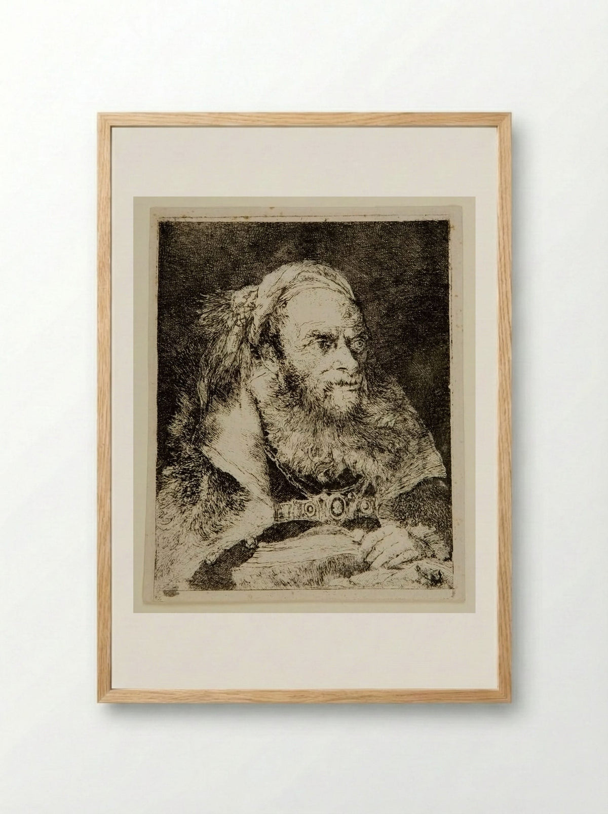 Old Man in Oriental Costume - Giovanni Domenico Tiepolo - Framed Print Wood