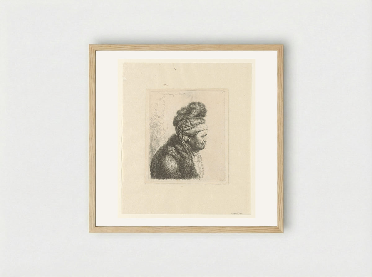 Old Man in a Fur Cap and Coat - John Smith of Chichester - Framed Print Wood