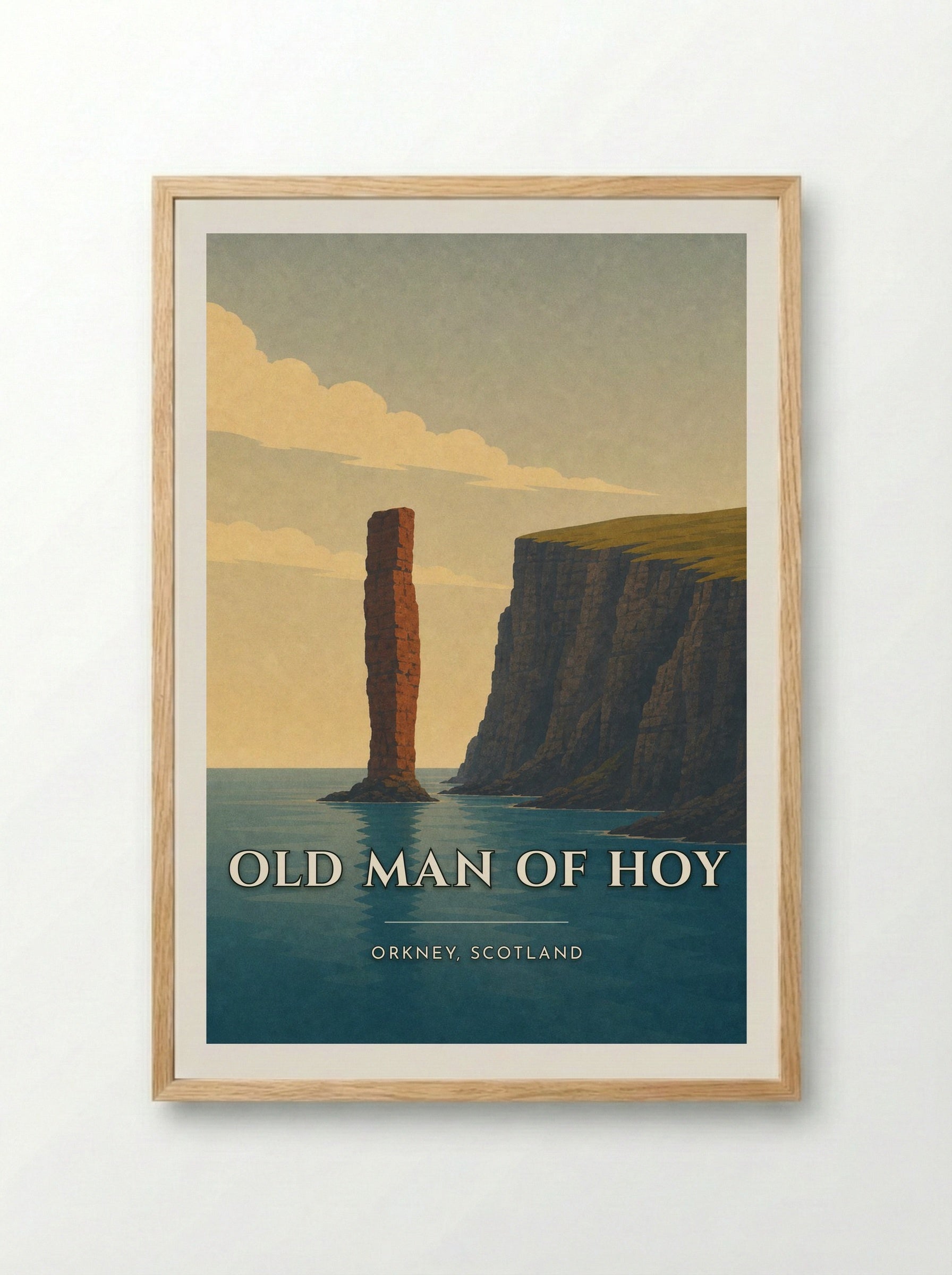 Old Man of Hoy Travel Poster Artwork - Framed Print Wood
