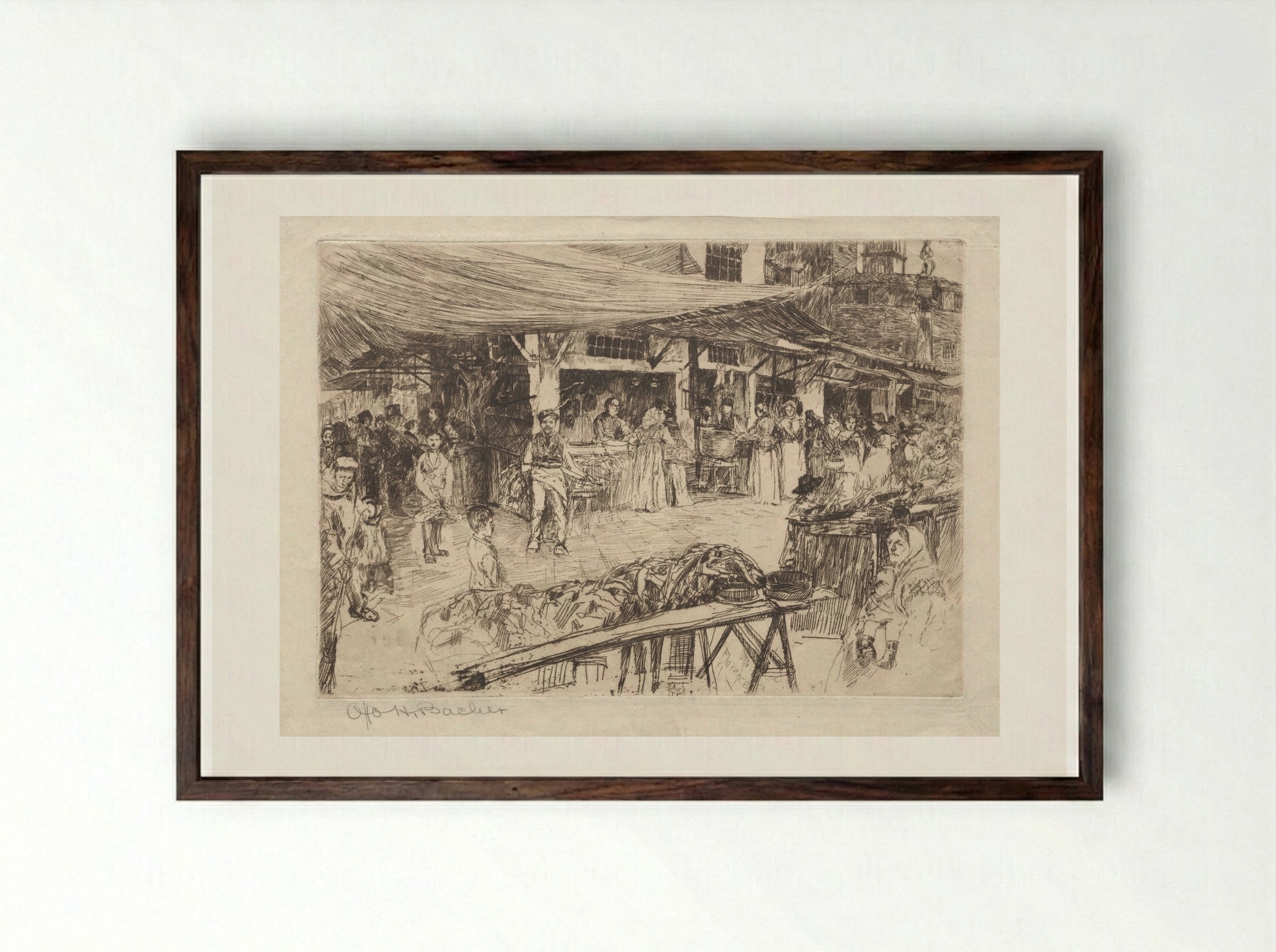 Old Market, Florence - Otto H. Bacher - Framed Print Dark Wood