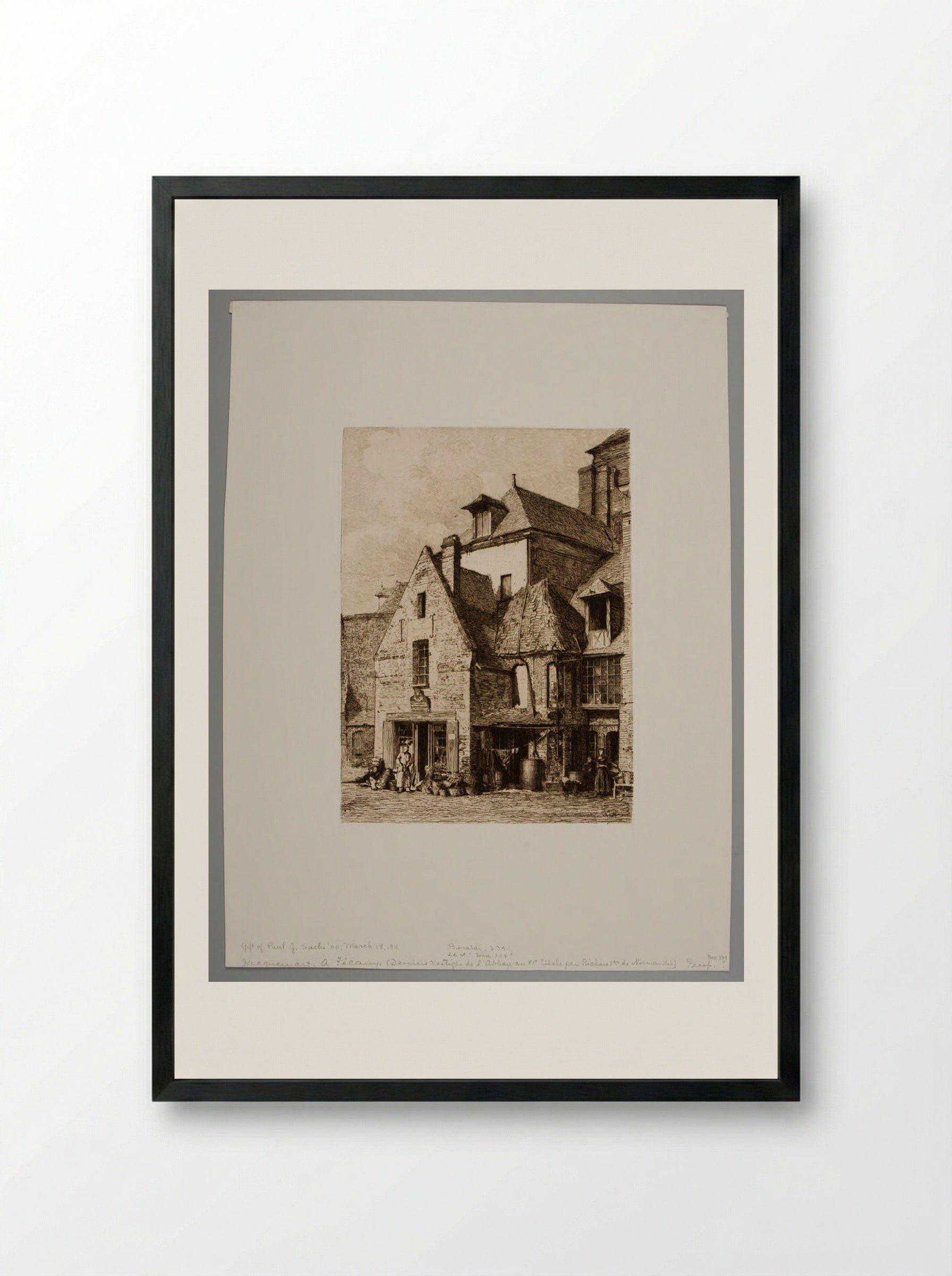 Old Marketplace at Fécamp - Jules Ferdinand Jacquemart - Framed Print Black