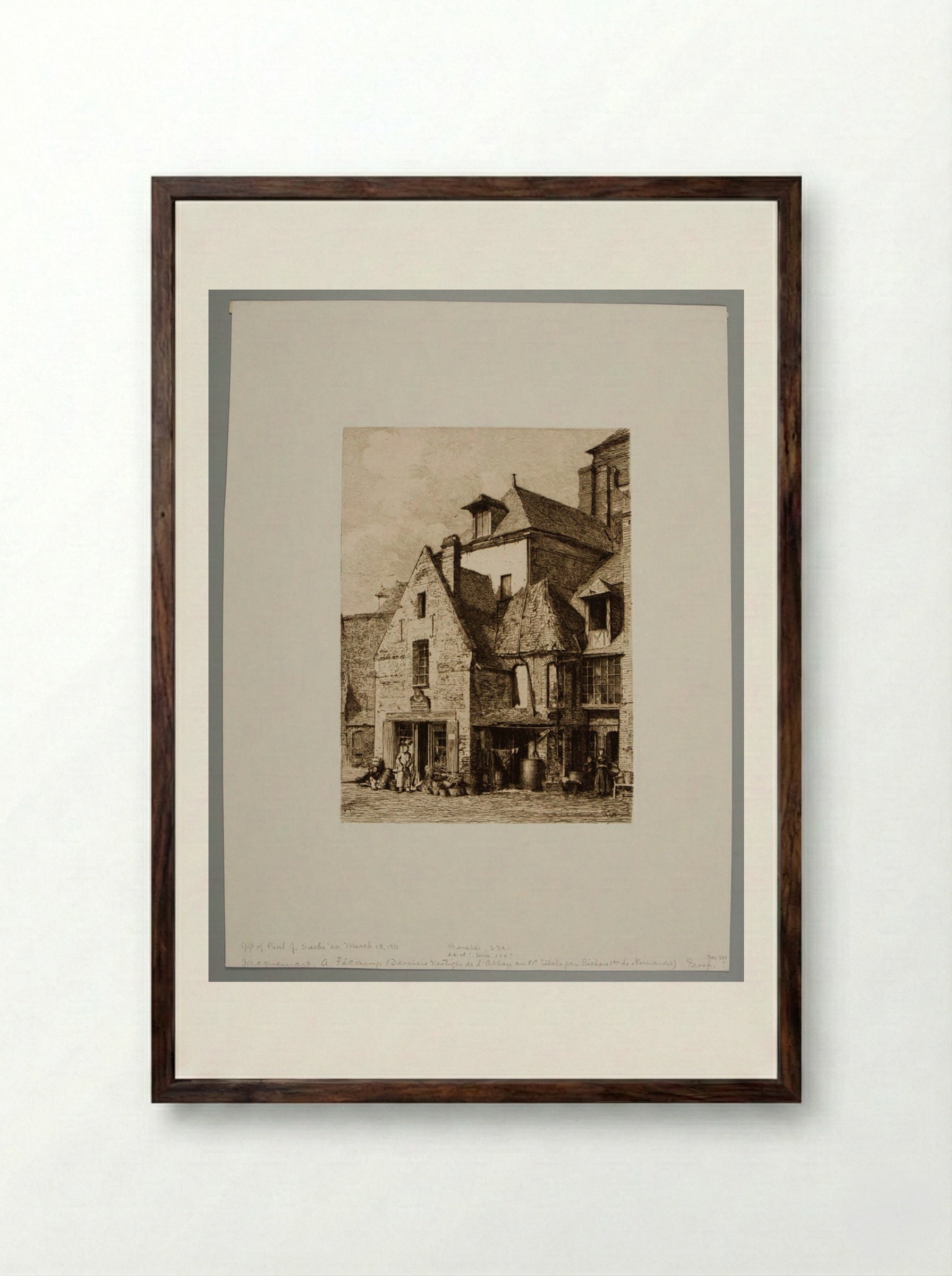 Old Marketplace at Fécamp - Jules Ferdinand Jacquemart - Framed Print Dark Wood