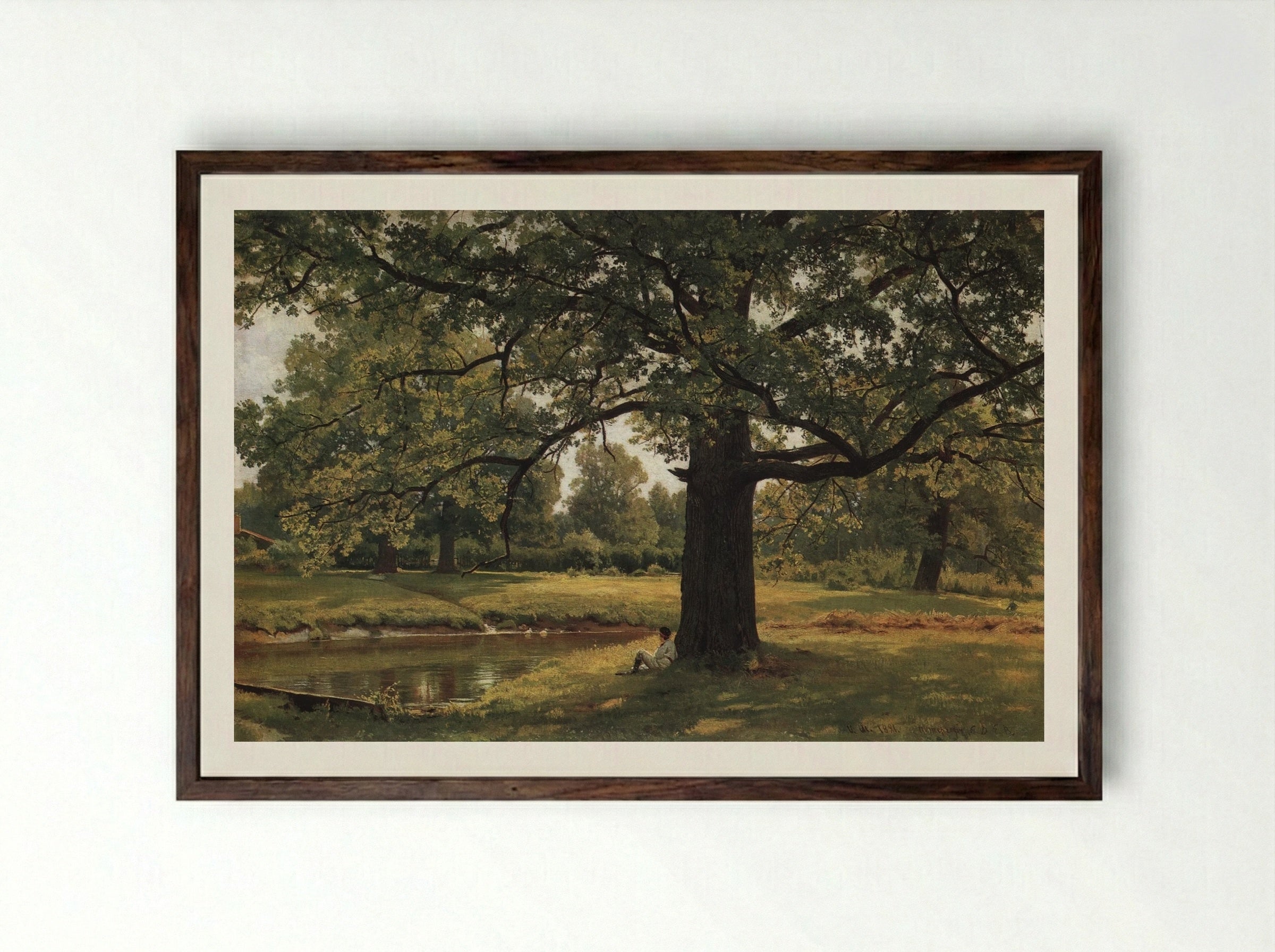 Old Oak - Ivan Shishkin - Framed Print Dark Wood