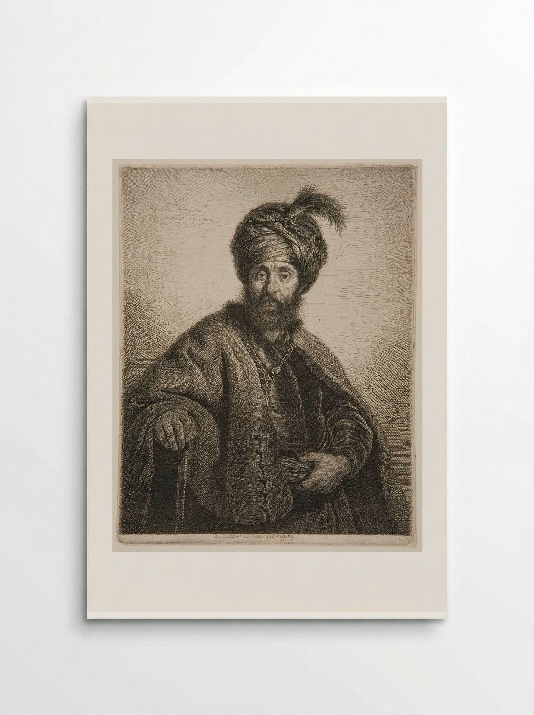 Old Persian with a Cane - Georg Friedrich Schmidt - Poster