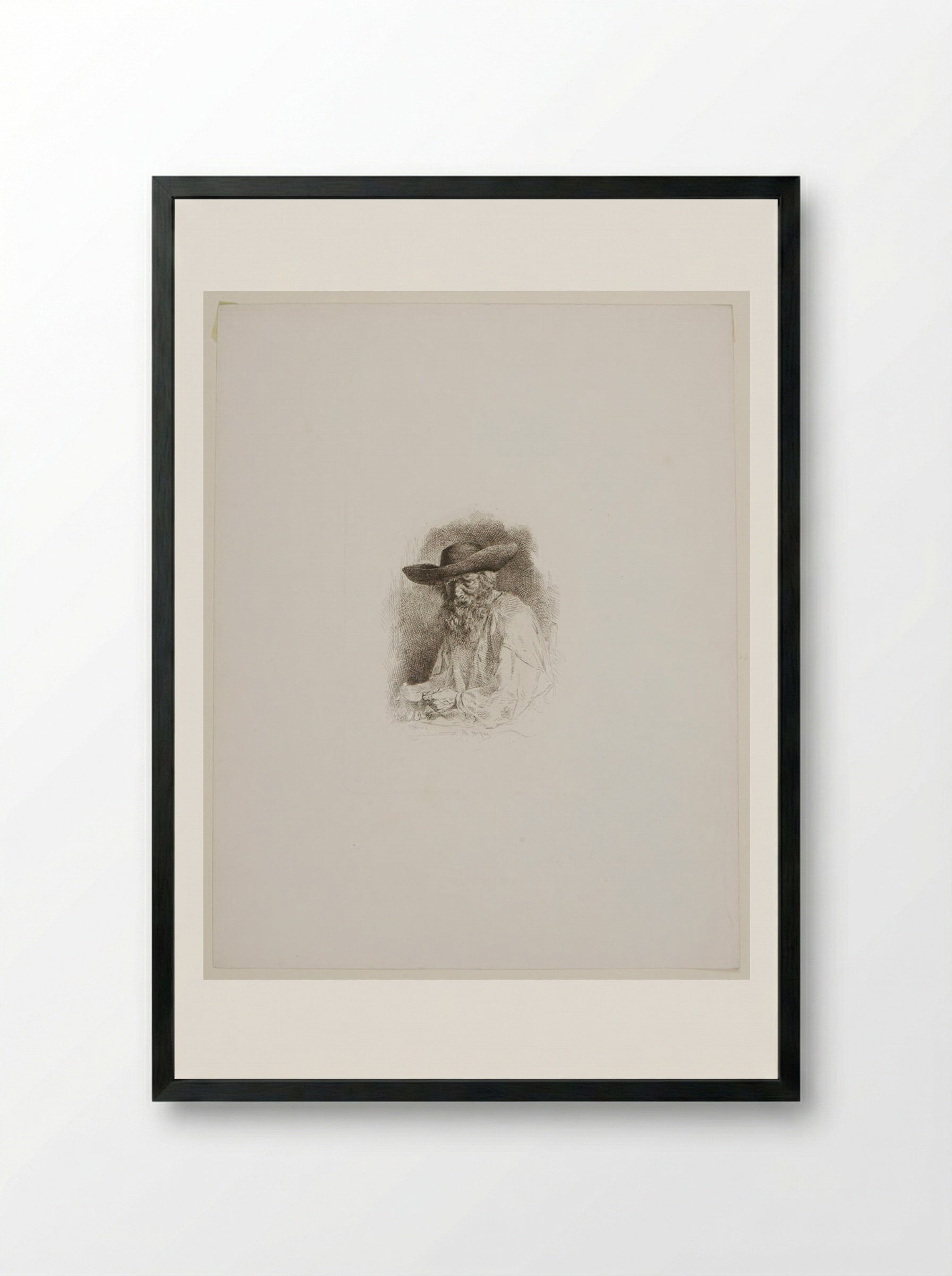 Old Person's Head - Charles-Émile Jacque - Framed Print Black