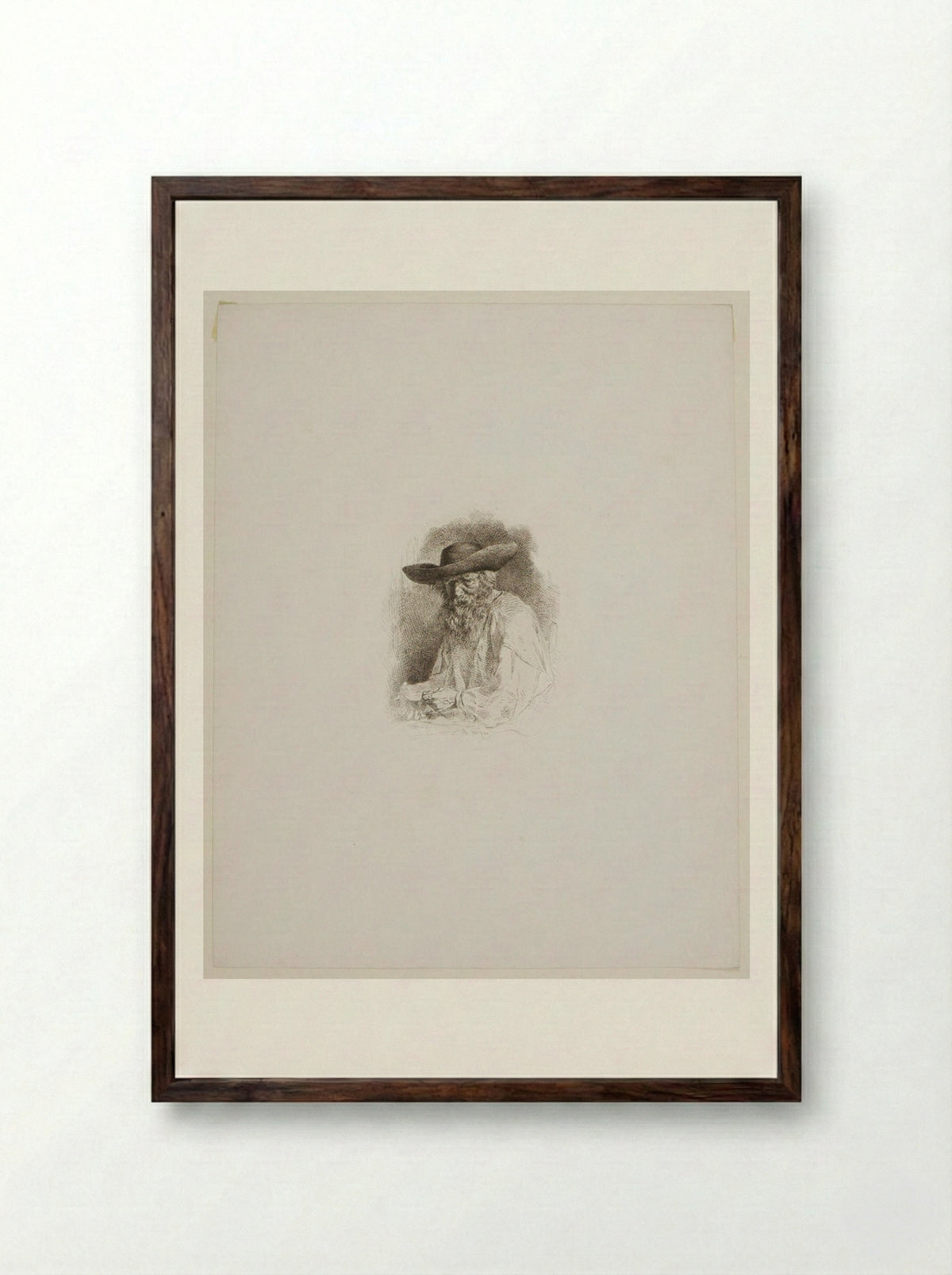 Old Person's Head - Charles-Émile Jacque - Framed Print Dark Wood