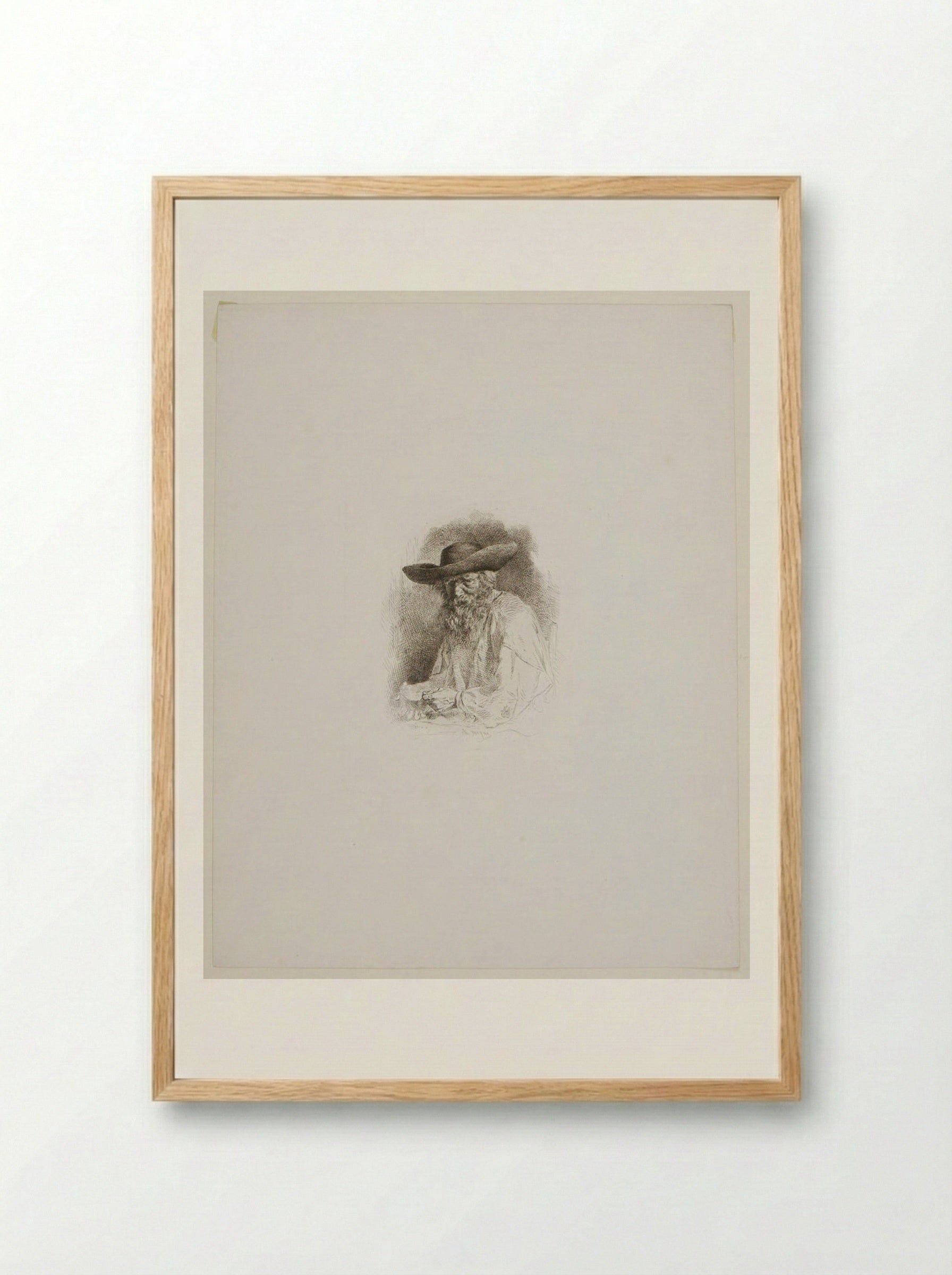 Old Person's Head - Charles-Émile Jacque - Framed Print Wood