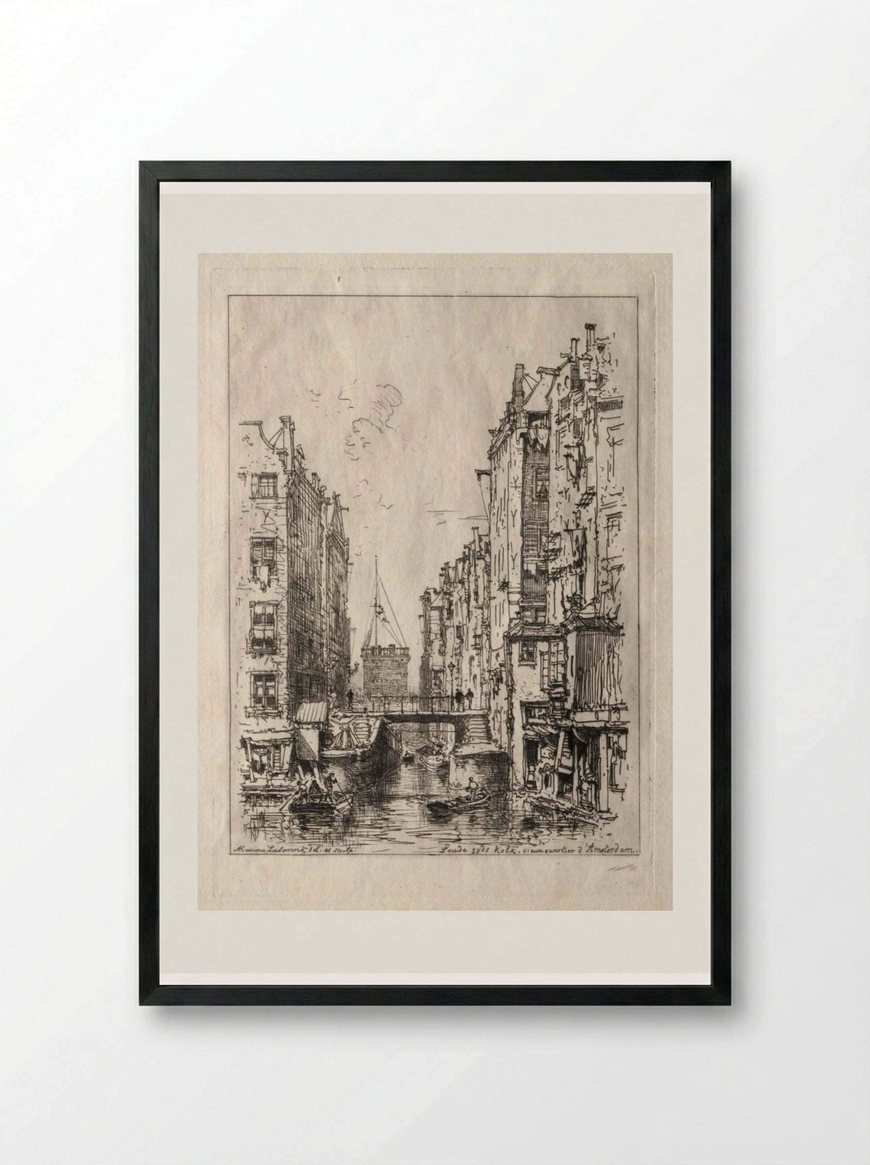 Old Quarter of Amsterdam - Maxime Lalanne - Framed Print Black