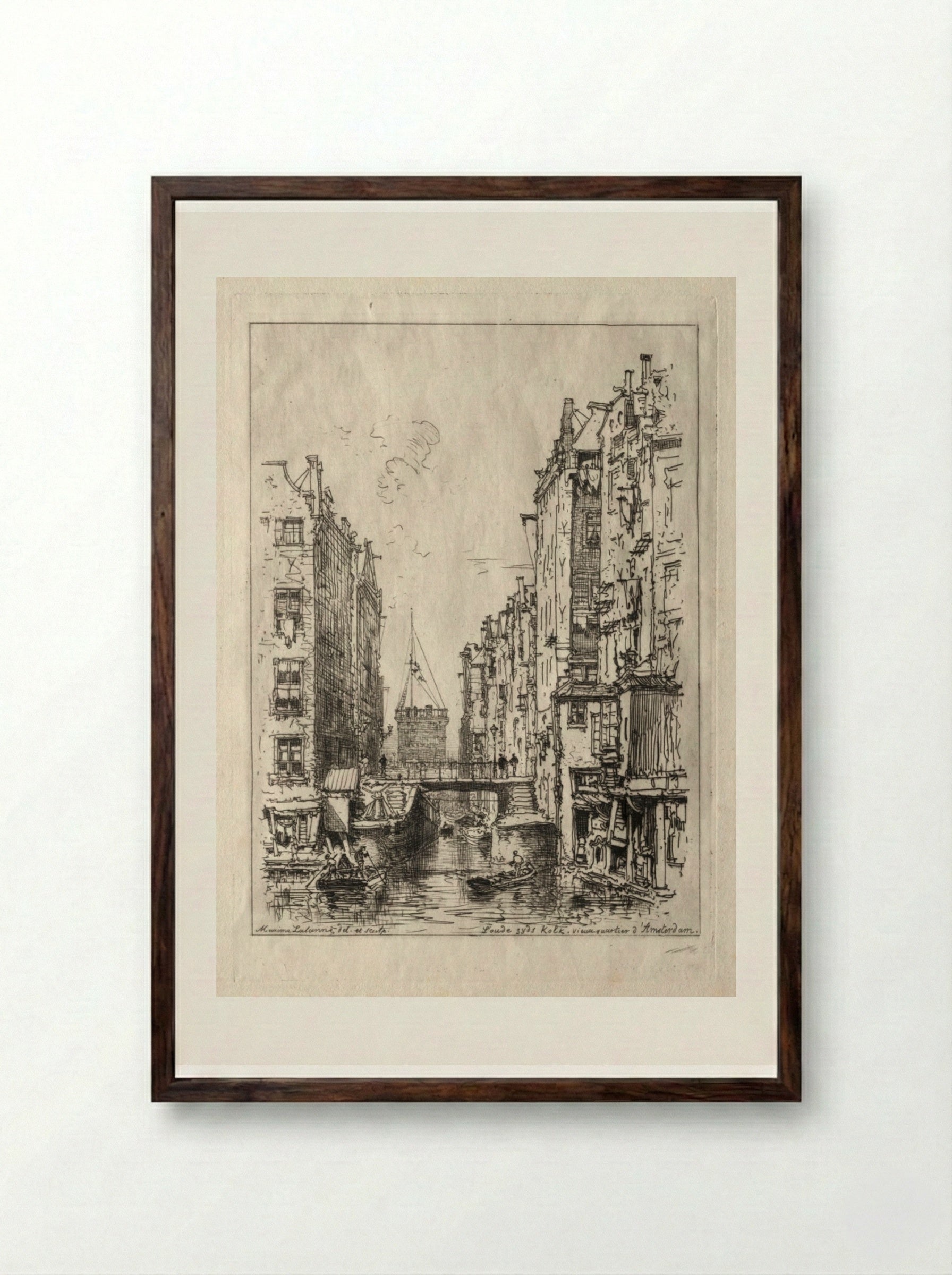 Old Quarter of Amsterdam - Maxime Lalanne - Framed Print Dark Wood