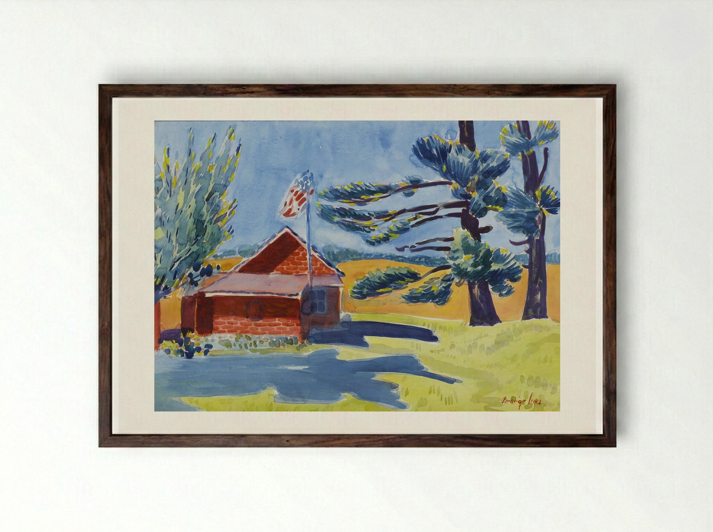 Old Schoolhouse, Ryders - George Luks - Framed Print Dark Wood