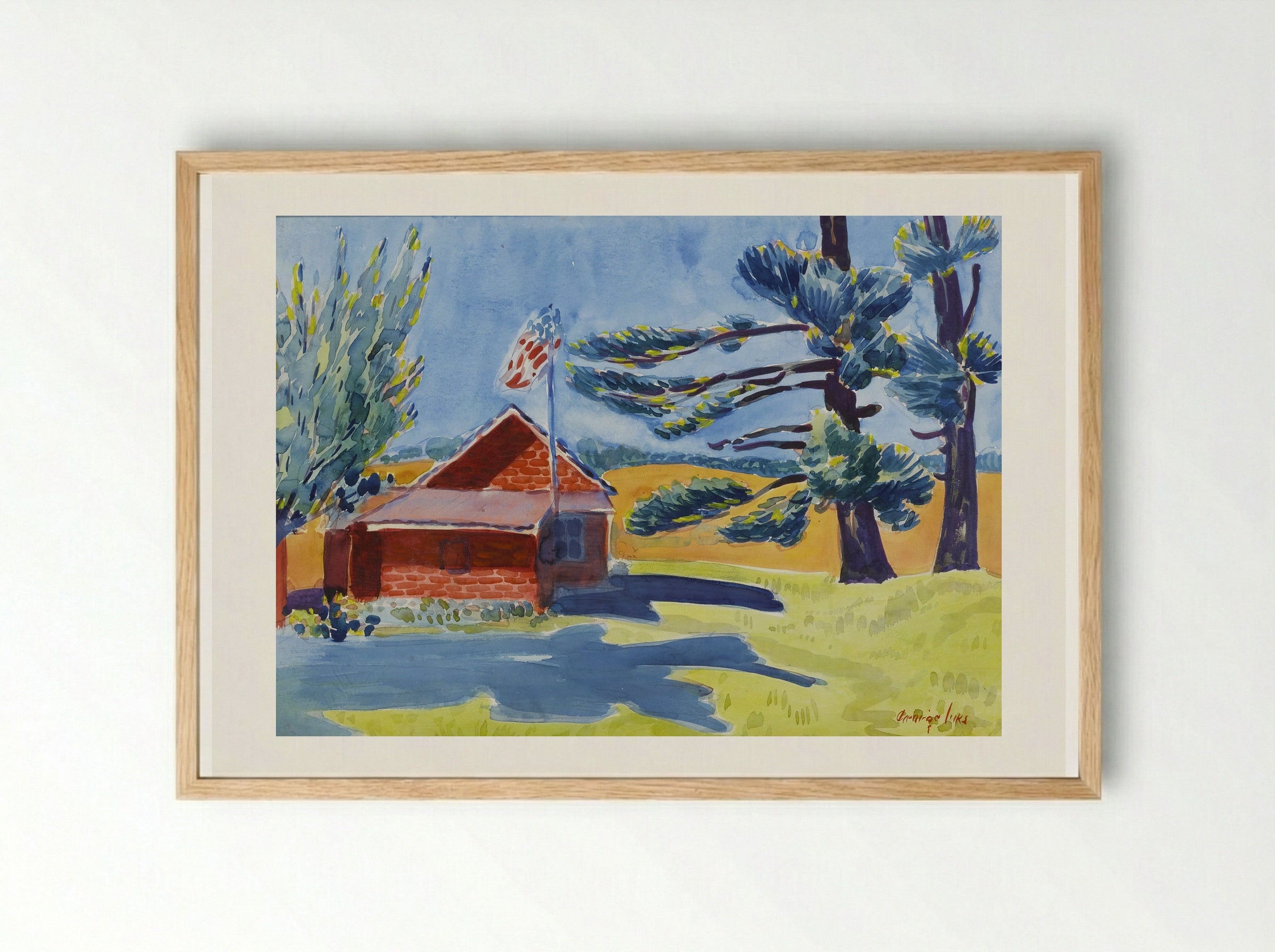 Old Schoolhouse, Ryders - George Luks - Framed Print Wood