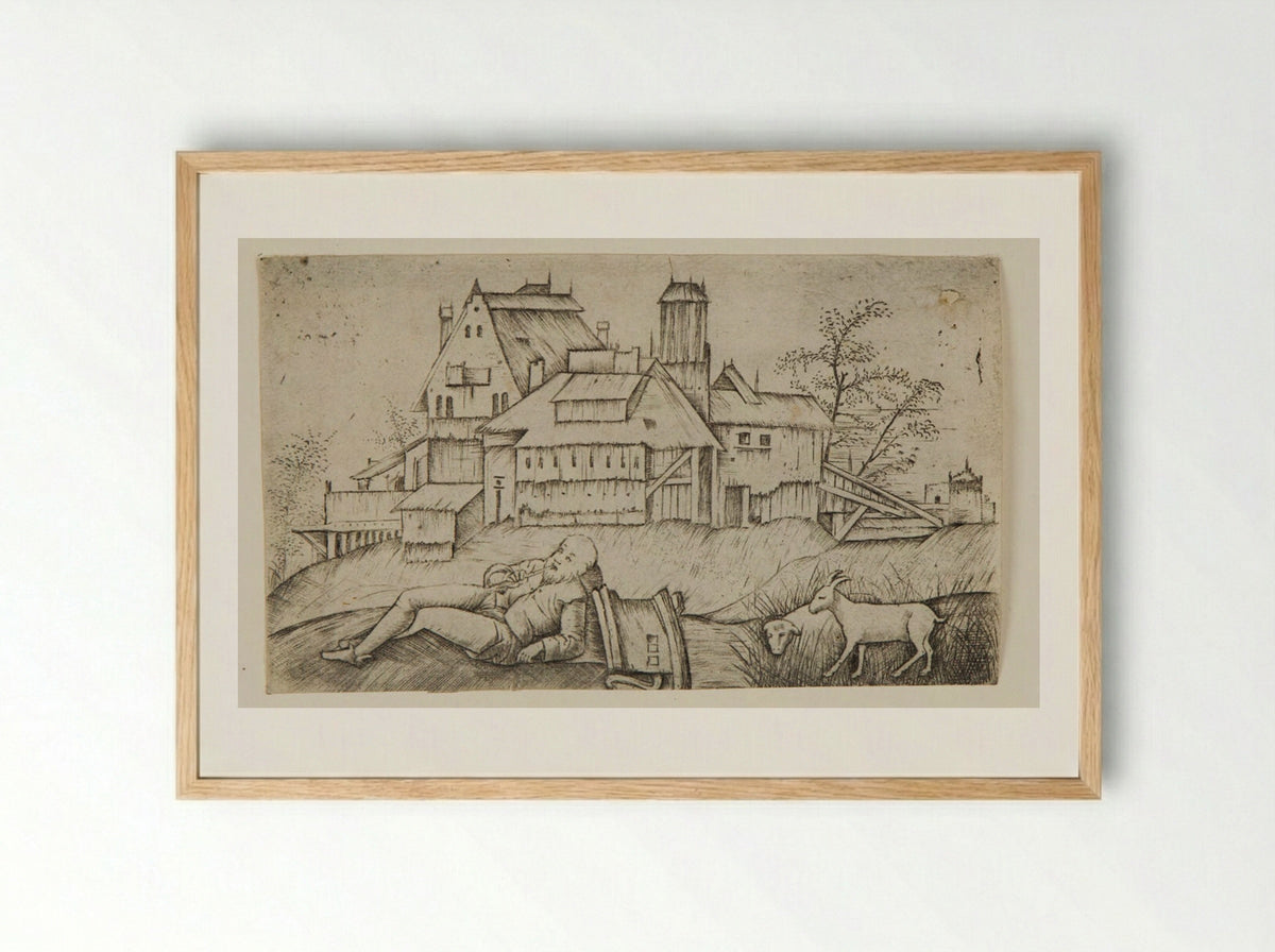 Old Shepherd - Giulio Campagnola - Framed Print Wood
