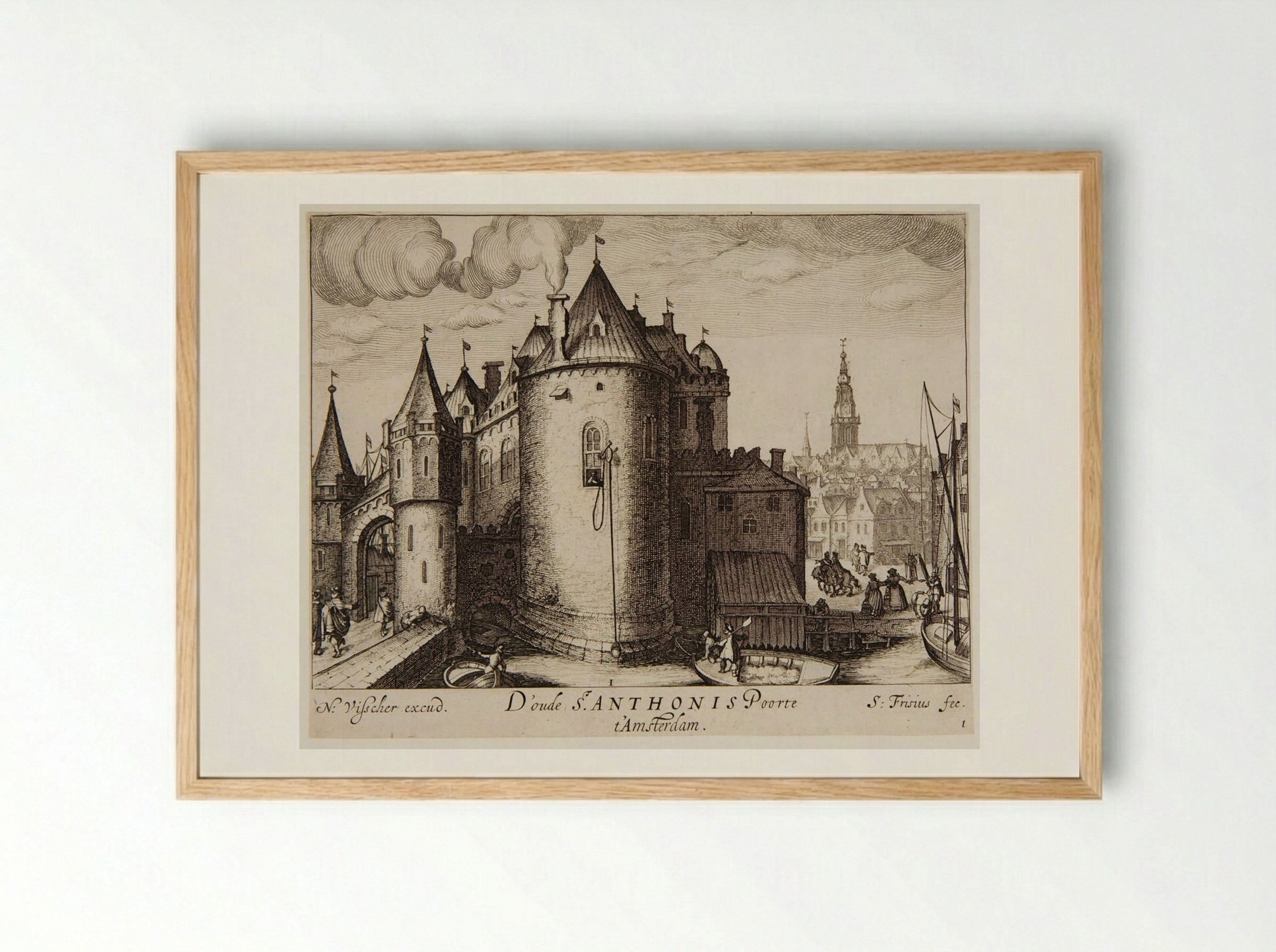 Old St. Anthonis Gate, Amsterdam - Simon Frisius - Framed Print Wood