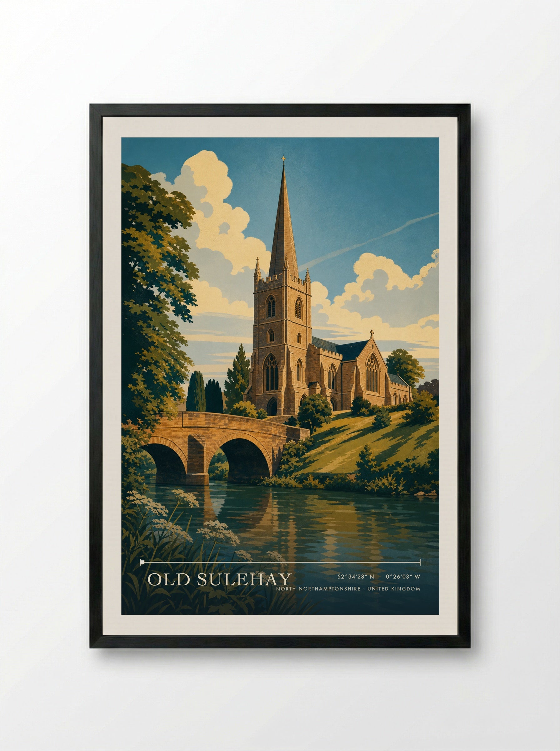 Old Sulehay North Northamptonshire United Kingdom Travel Poster - Framed Print Black