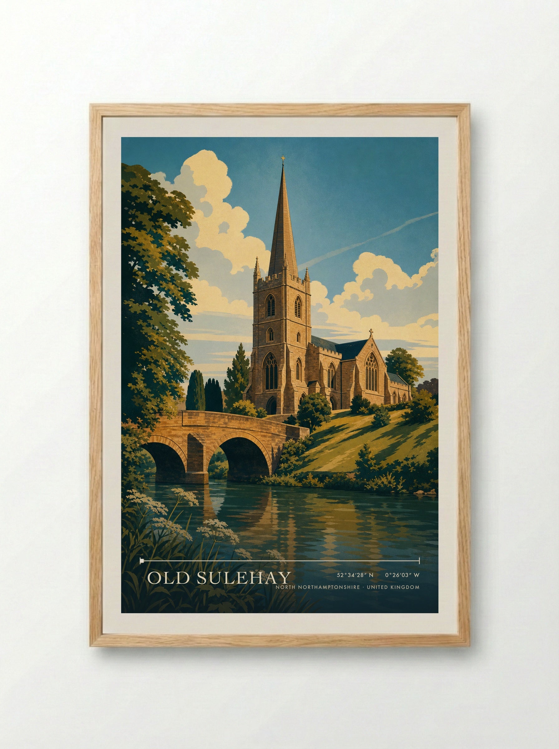 Old Sulehay North Northamptonshire United Kingdom Travel Poster - Framed Print Wood