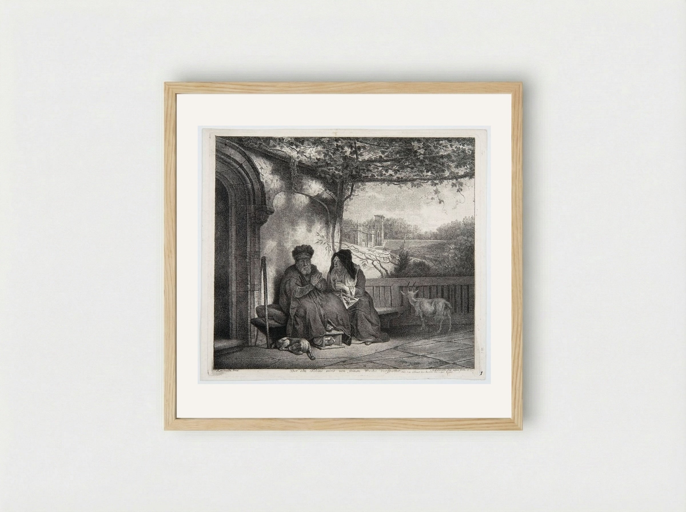 Old Tobias Mocked by His Wife - Georg Friedrich Schmidt - Framed Print Wood