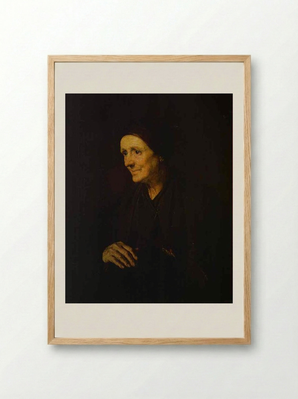 Old Woman with a Hen (Portrait of the Artist's Wife) - Vasily Tropinin - Framed Print Wood