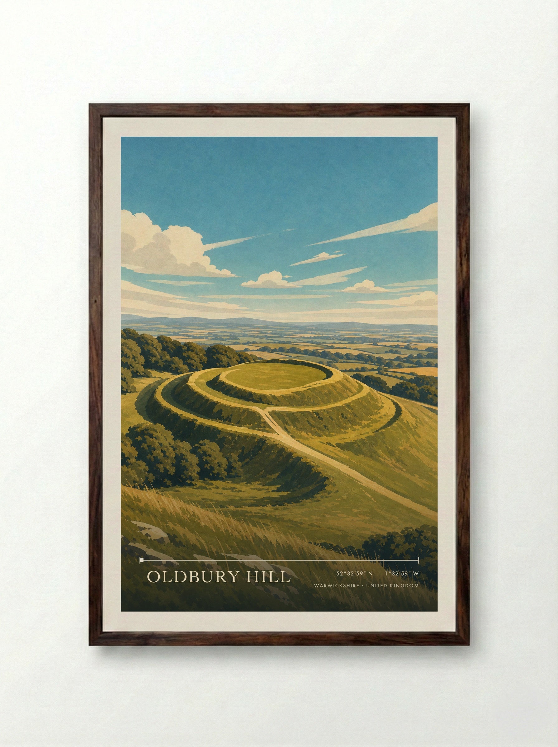 Oldbury Hill Warwickshire United Kingdom Travel Poster - Framed Print Dark Wood
