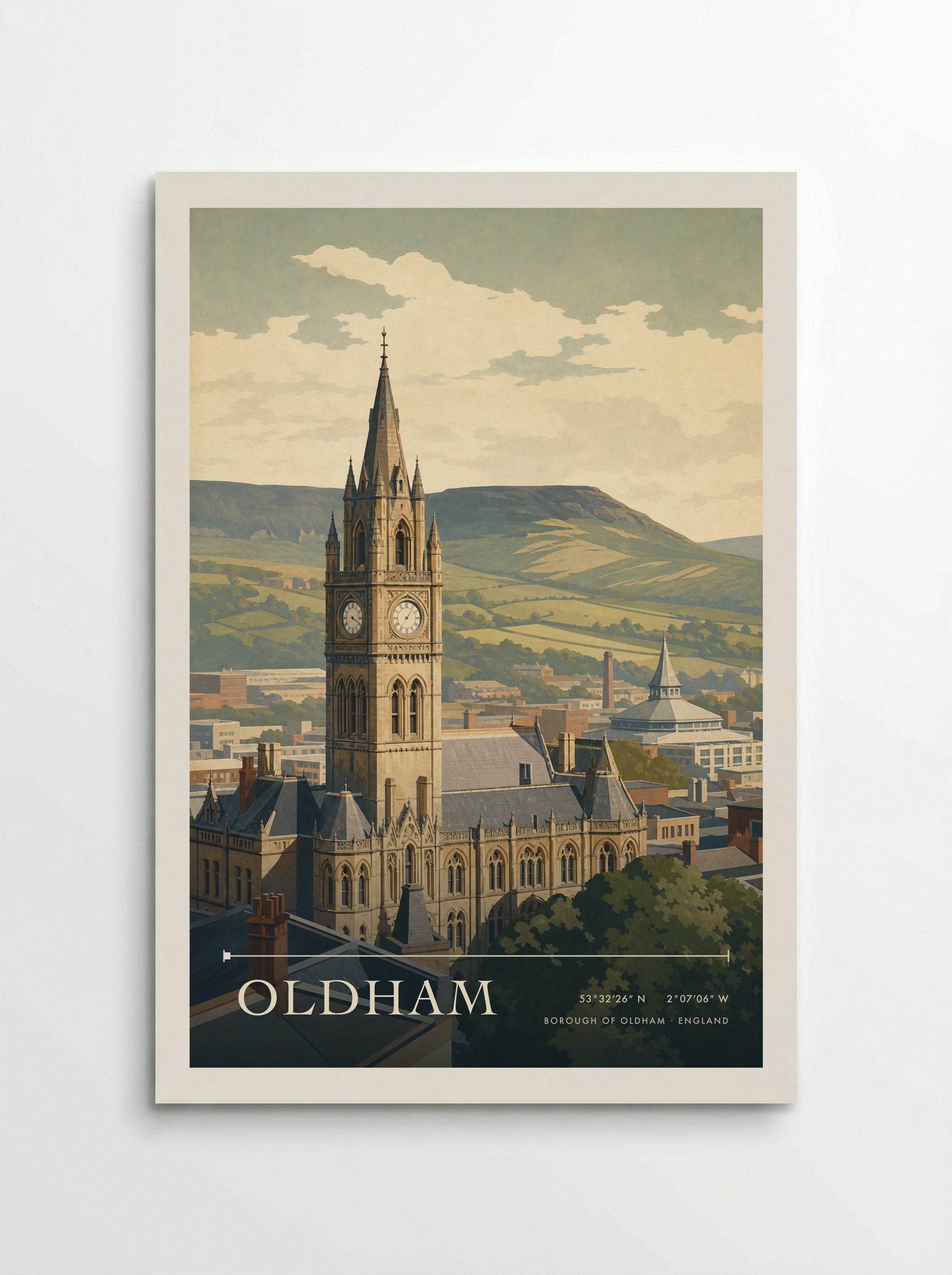Oldham Borough of Oldham England Travel Poster - Poster