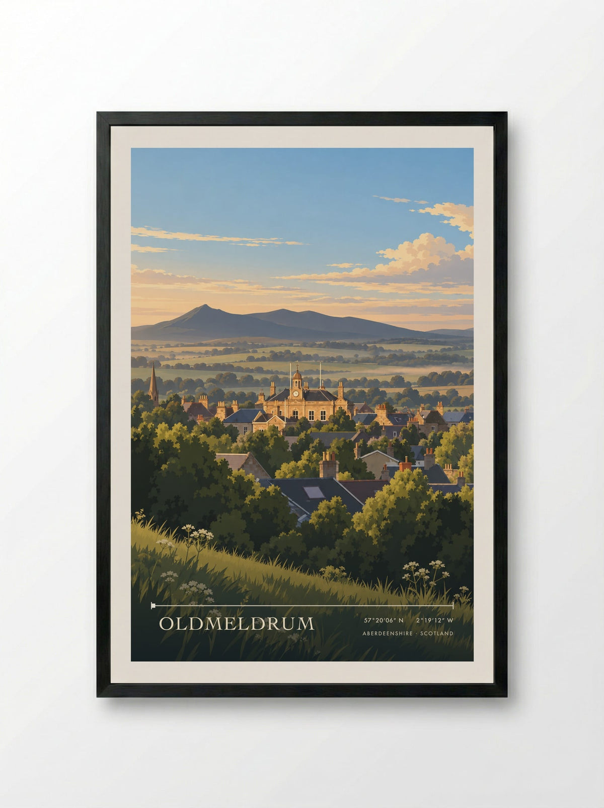 Oldmeldrum, Aberdeenshire | Travel Poster - Framed Print Black
