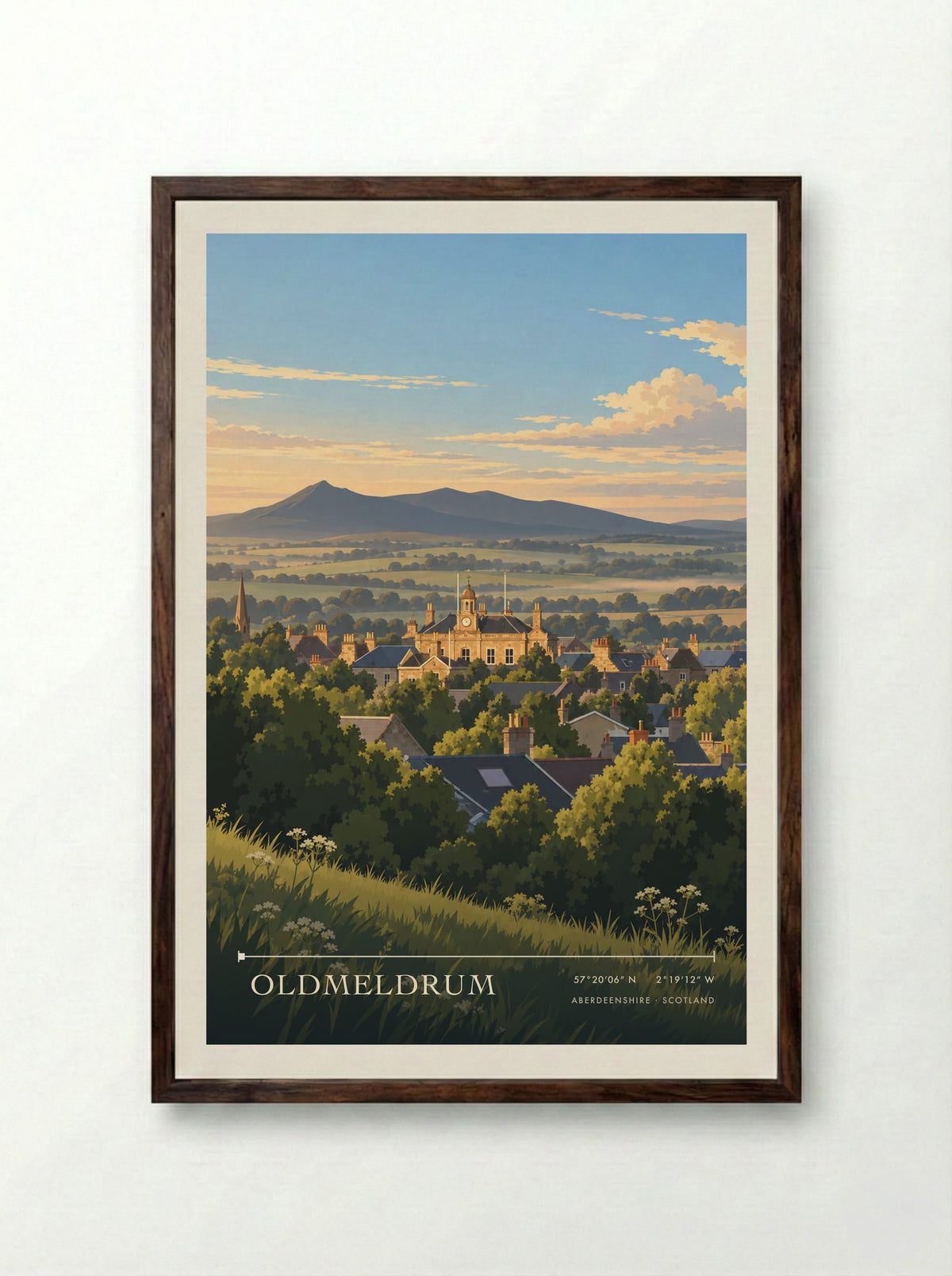Oldmeldrum, Aberdeenshire | Travel Poster - Framed Print Dark Wood