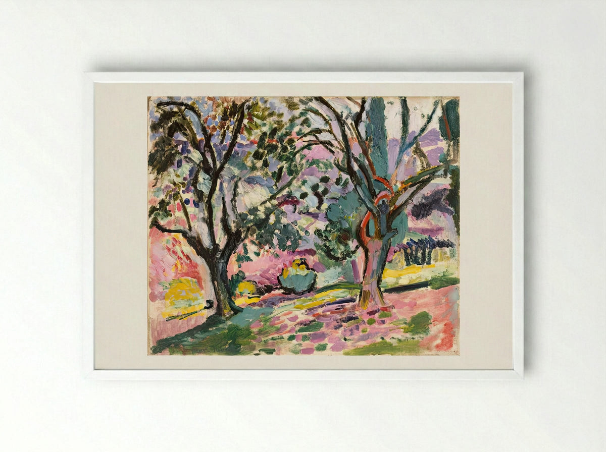 Olive Trees at Collioure by Henri Matisse – Fauvist Landscape Print - Framed Print White