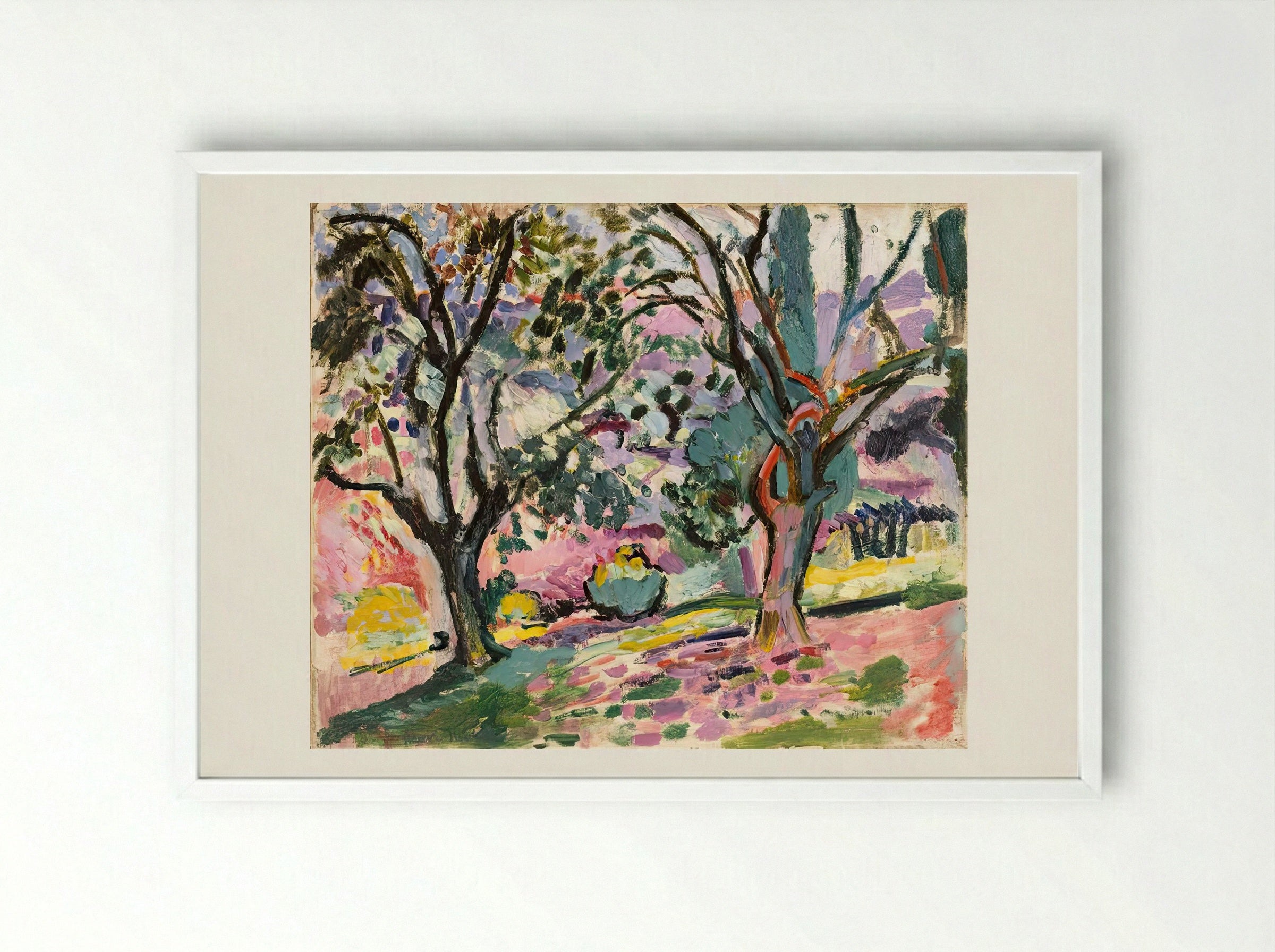 Olive Trees at Collioure by Henri Matisse – Fauvist Landscape Print - Framed Print White