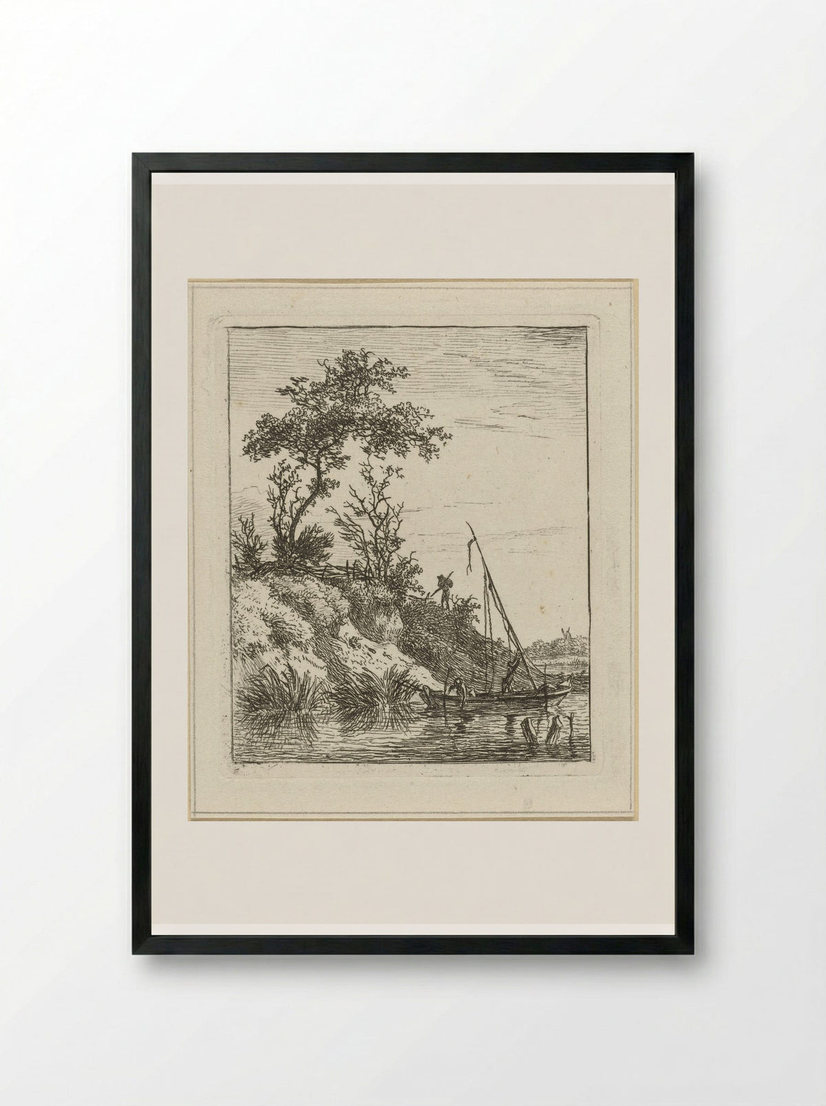 Omhoog zetten van de mast - Hermanus Fock - Framed Print Black