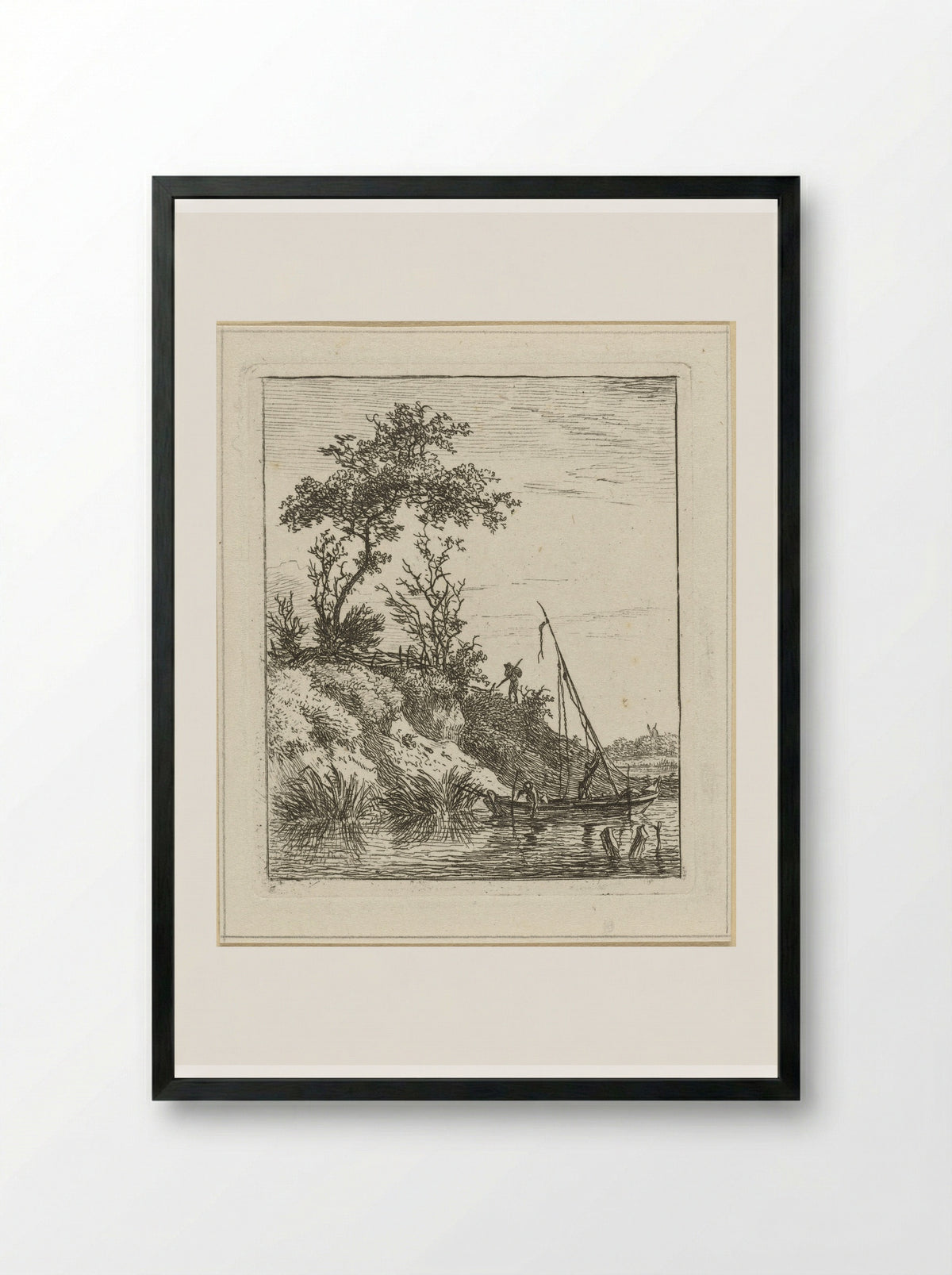 Omhoog zetten van de mast - Hermanus Fock - Framed Print Black