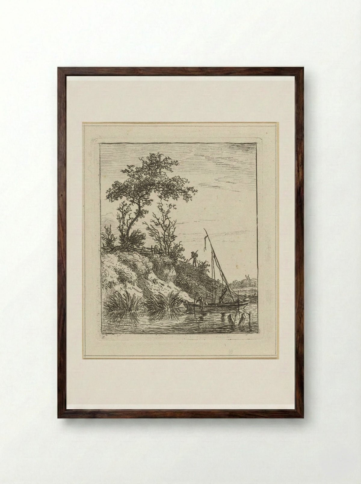 Omhoog zetten van de mast - Hermanus Fock - Framed Print Dark Wood