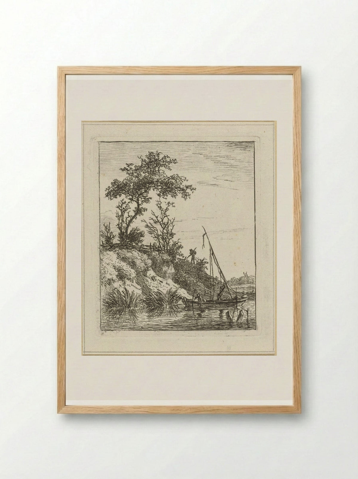 Omhoog zetten van de mast - Hermanus Fock - Framed Print Wood