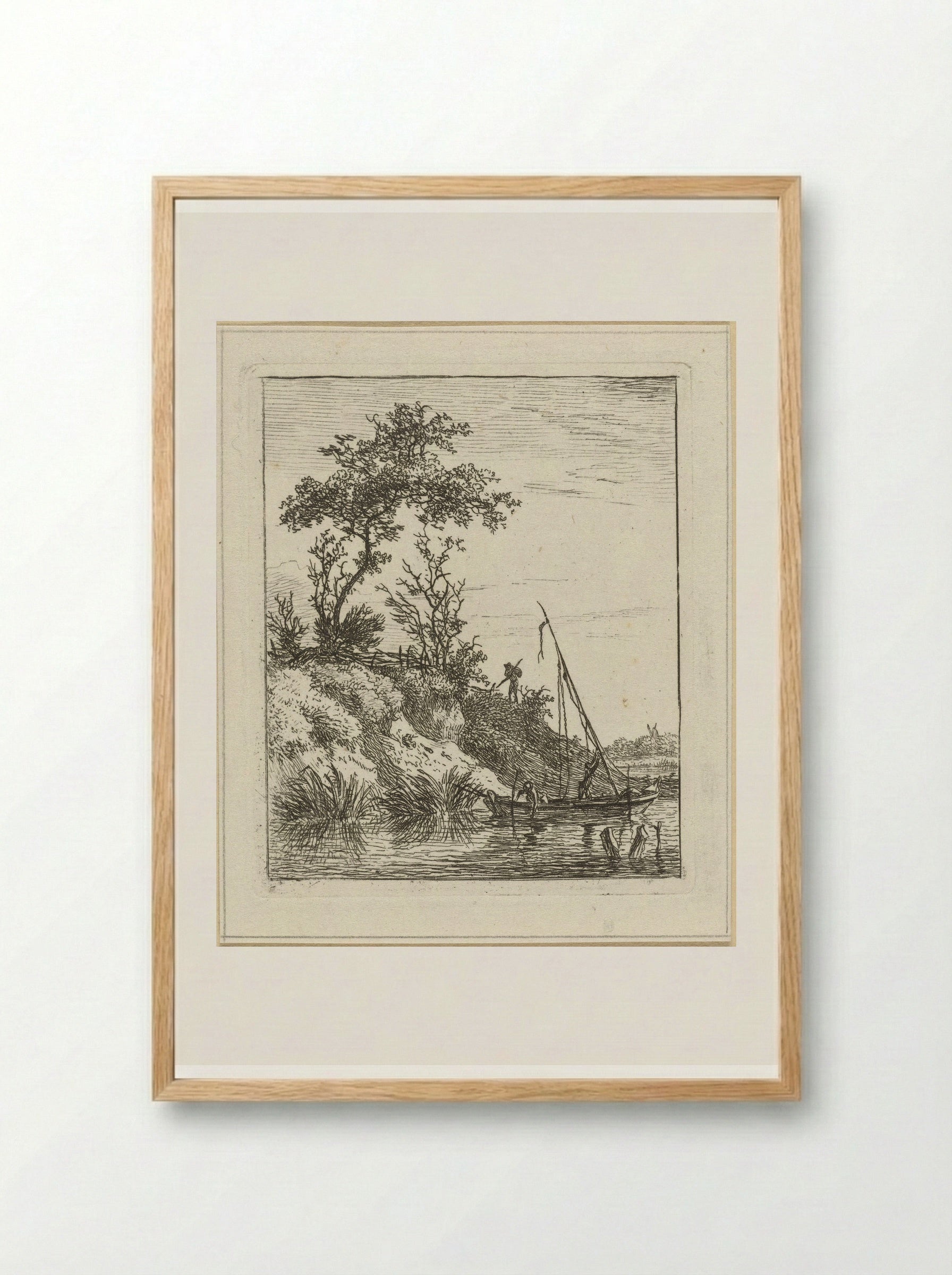 Omhoog zetten van de mast - Hermanus Fock - Framed Print Wood