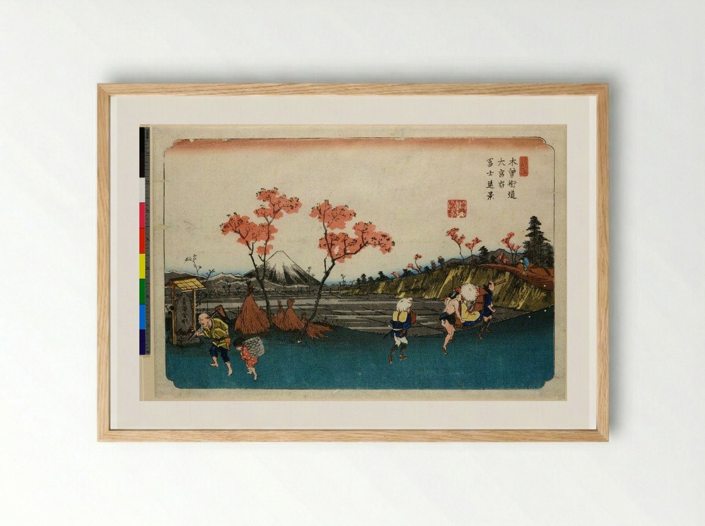 Omiya-juku: Distant View of Mount Fuji (No. 50) - Keisai Eisen - Framed Print Wood
