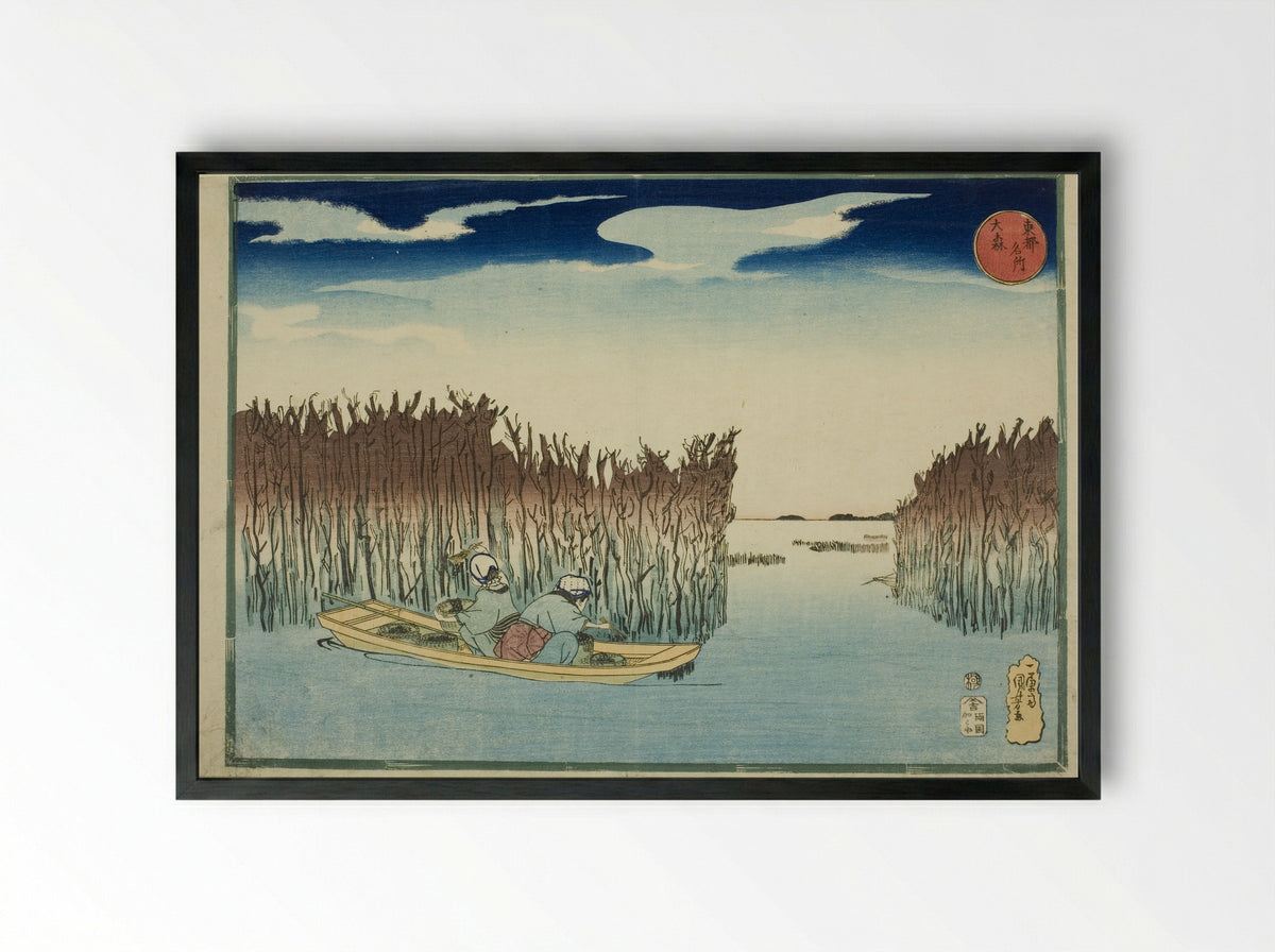 Omori, from the series Famous Places in the Eastern Capital - Utagawa Kuniyoshi - Framed Print Black