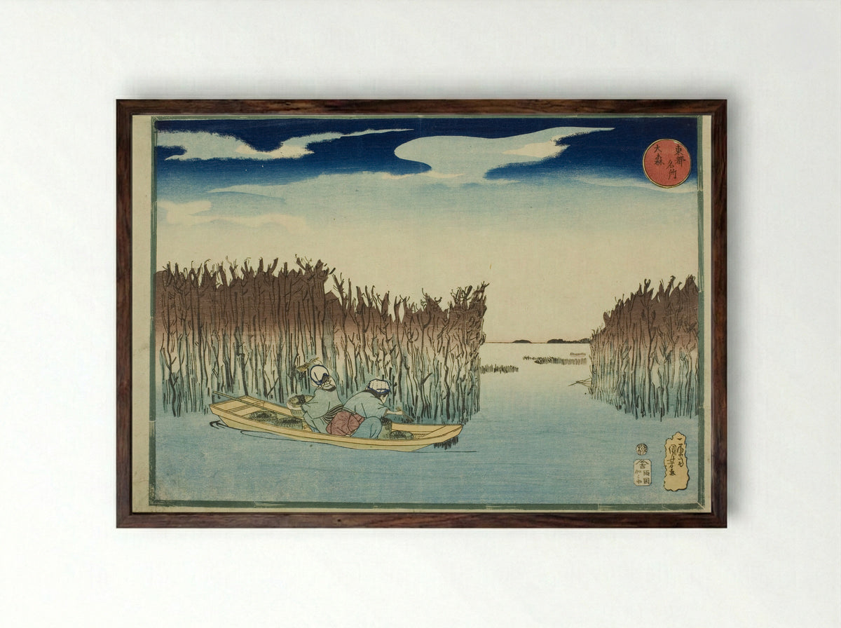 Omori, from the series Famous Places in the Eastern Capital - Utagawa Kuniyoshi - Framed Print Dark Wood