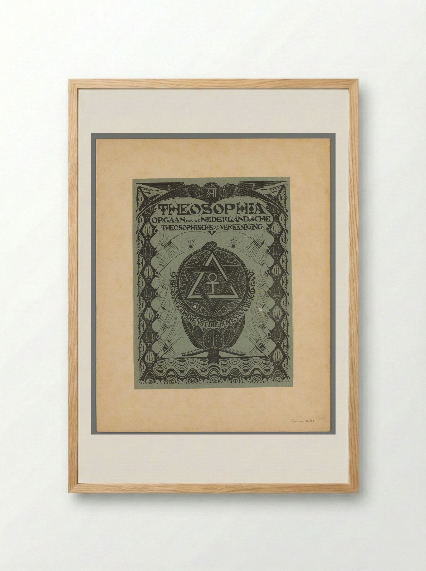 Omslag voor het tijdschrift Theosophia - Mathieu Lauweriks - Framed Print Wood