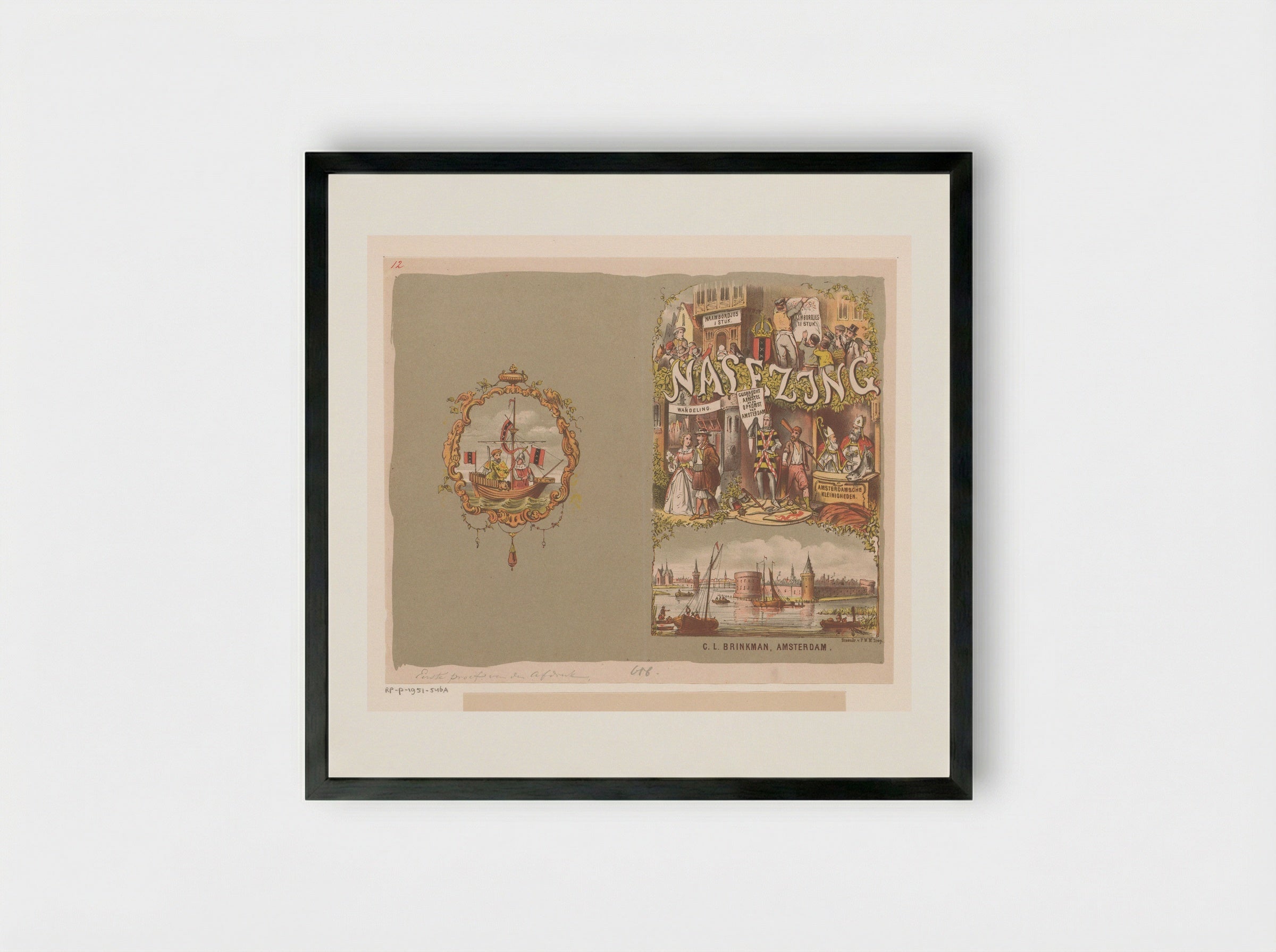 Omslag voor: Nalezing op mijn Amstelodamiana - Johan Coenraad Leich - Framed Print Black
