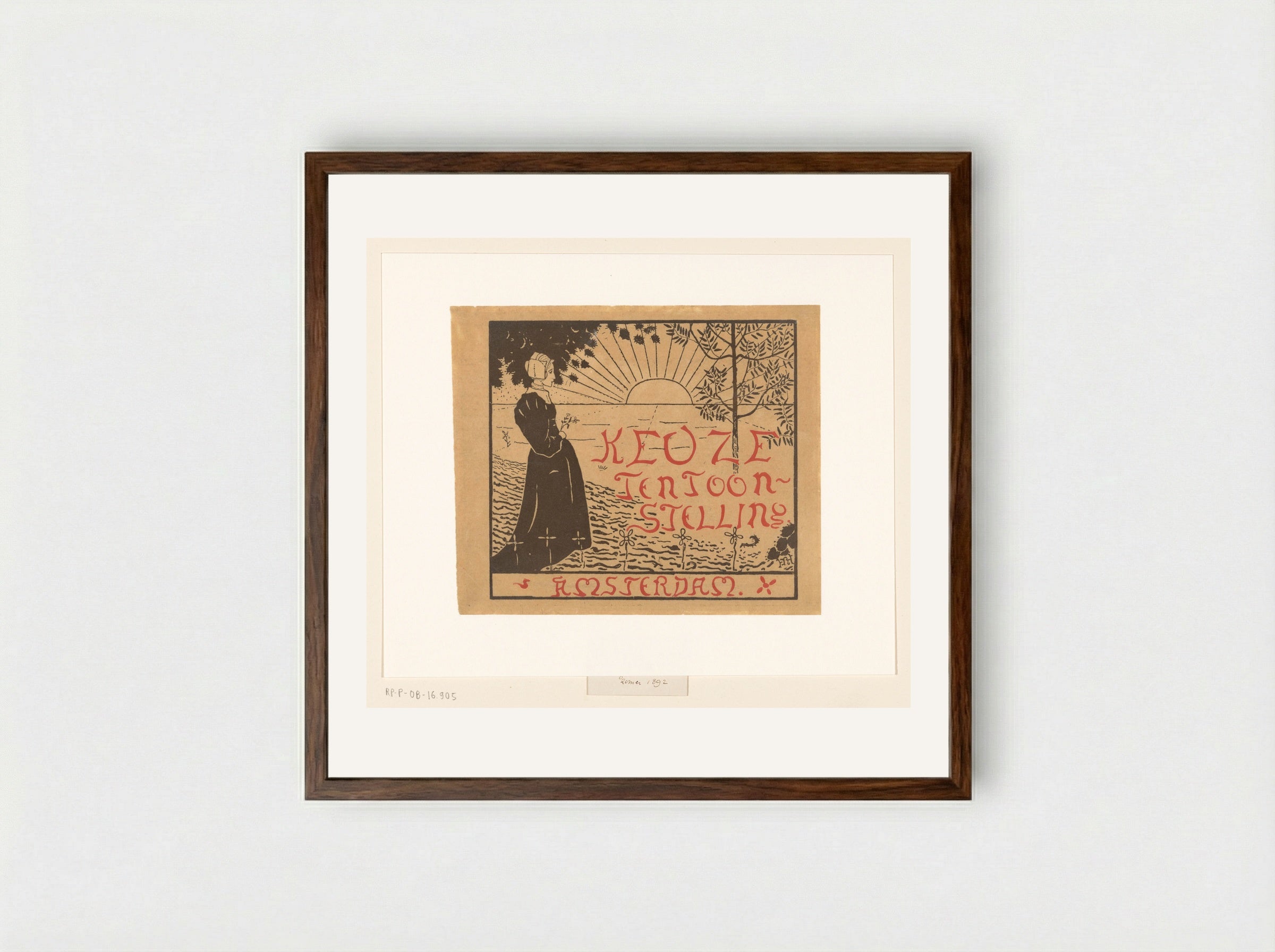 Omslagontwerp voor: Catalogus der Keuze-tentoonstelling van hedendaagsche Nederlandsche kunst - Richard Nicolaüs Roland Holst - Framed Print Dark Wood