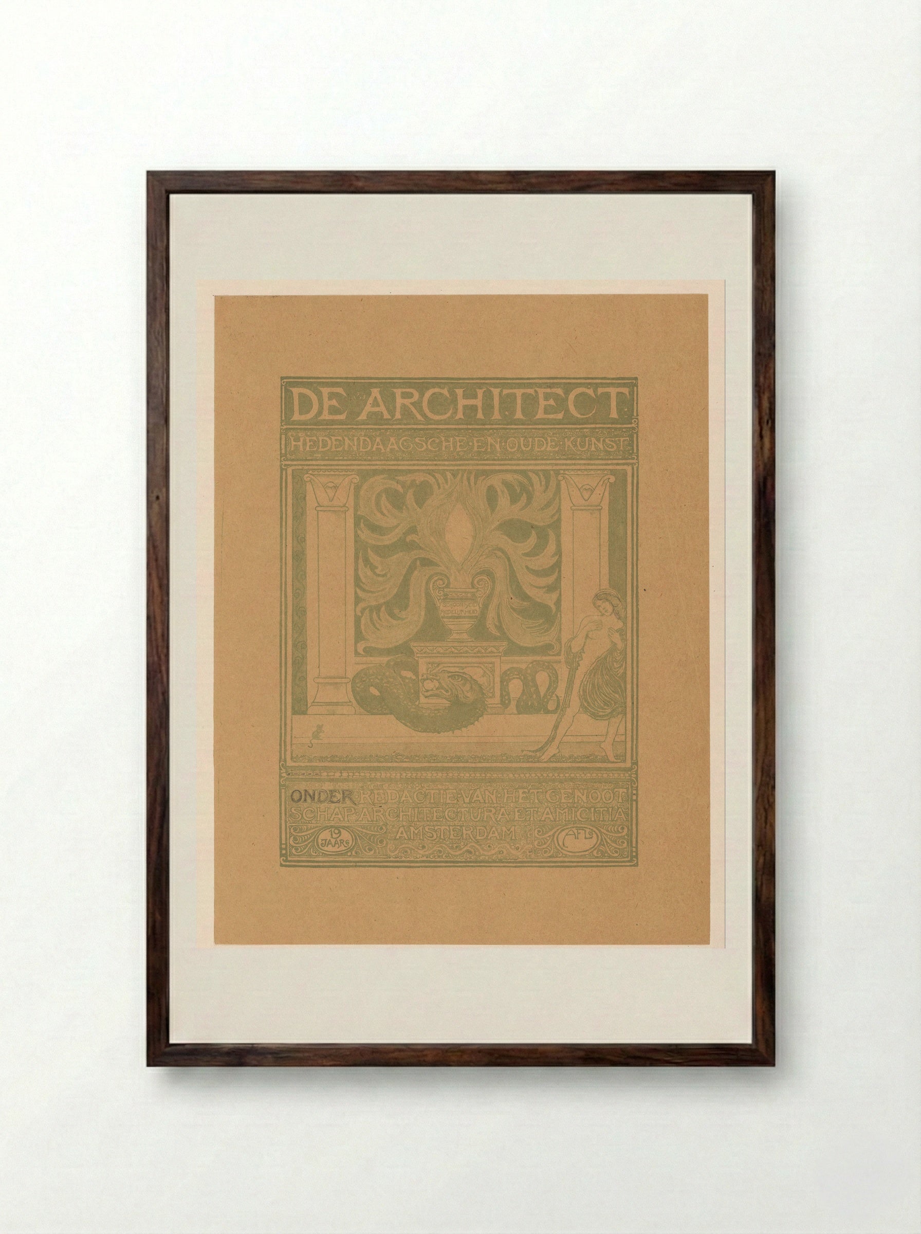 Omslagontwerp voor: De Architect - Richard Nicolaüs Roland Holst - Framed Print Dark Wood