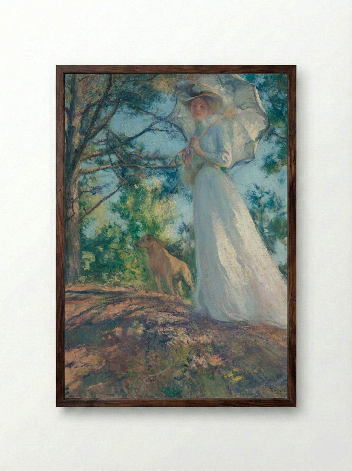 On Bos'n's Hill - Edmund C. Tarbell - Framed Print Dark Wood
