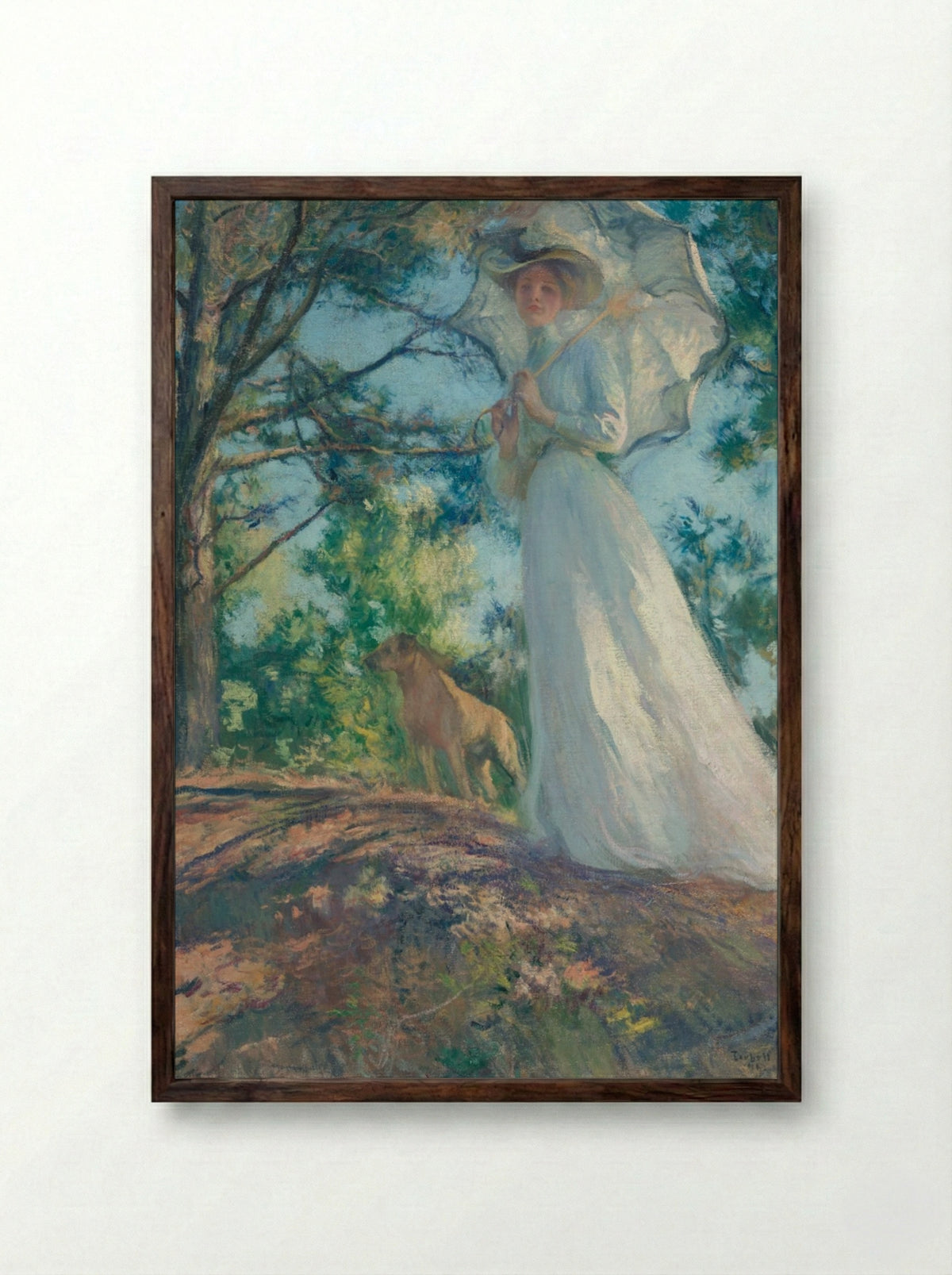 On Bos'n's Hill - Edmund C. Tarbell - Framed Print Dark Wood