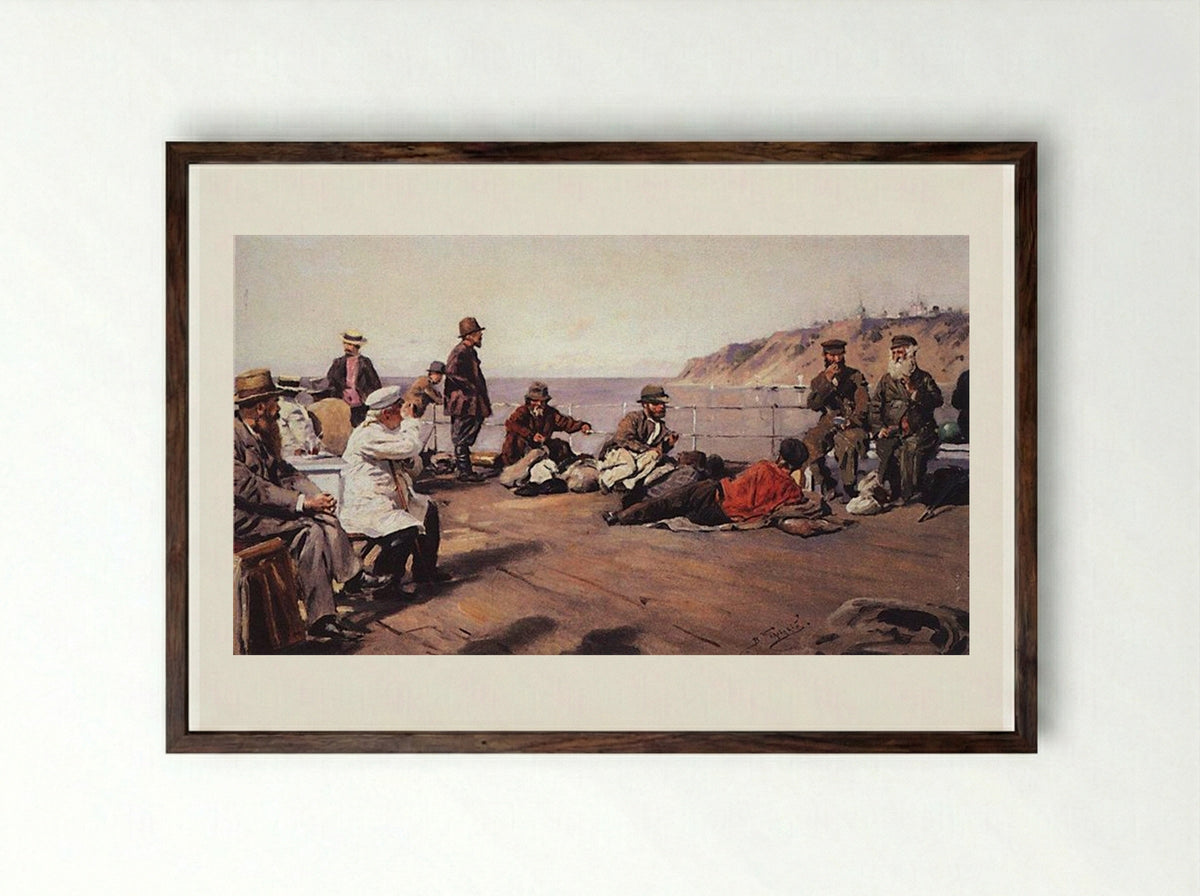 On Deck - Vladimir Makovsky - Framed Print Dark Wood
